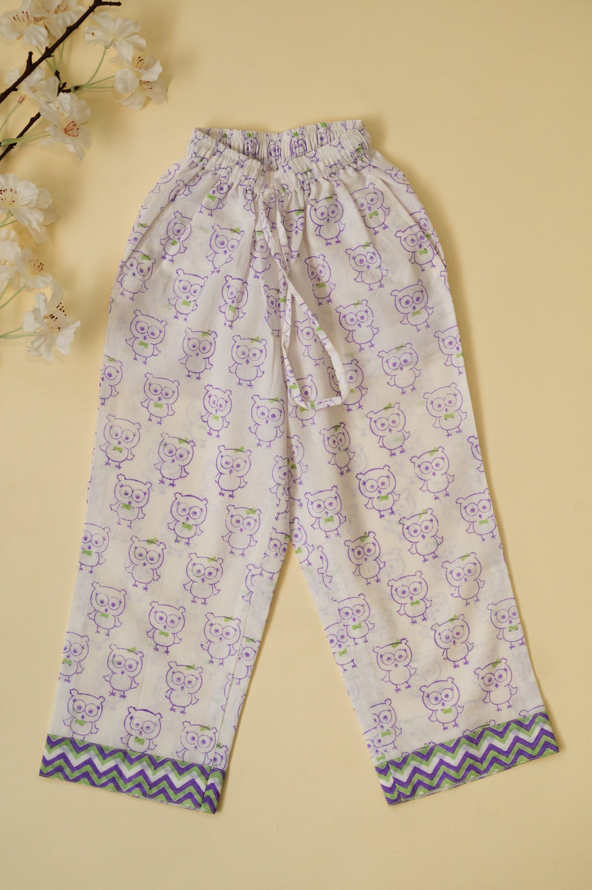 White Angrakha Owl Kids Night Suit