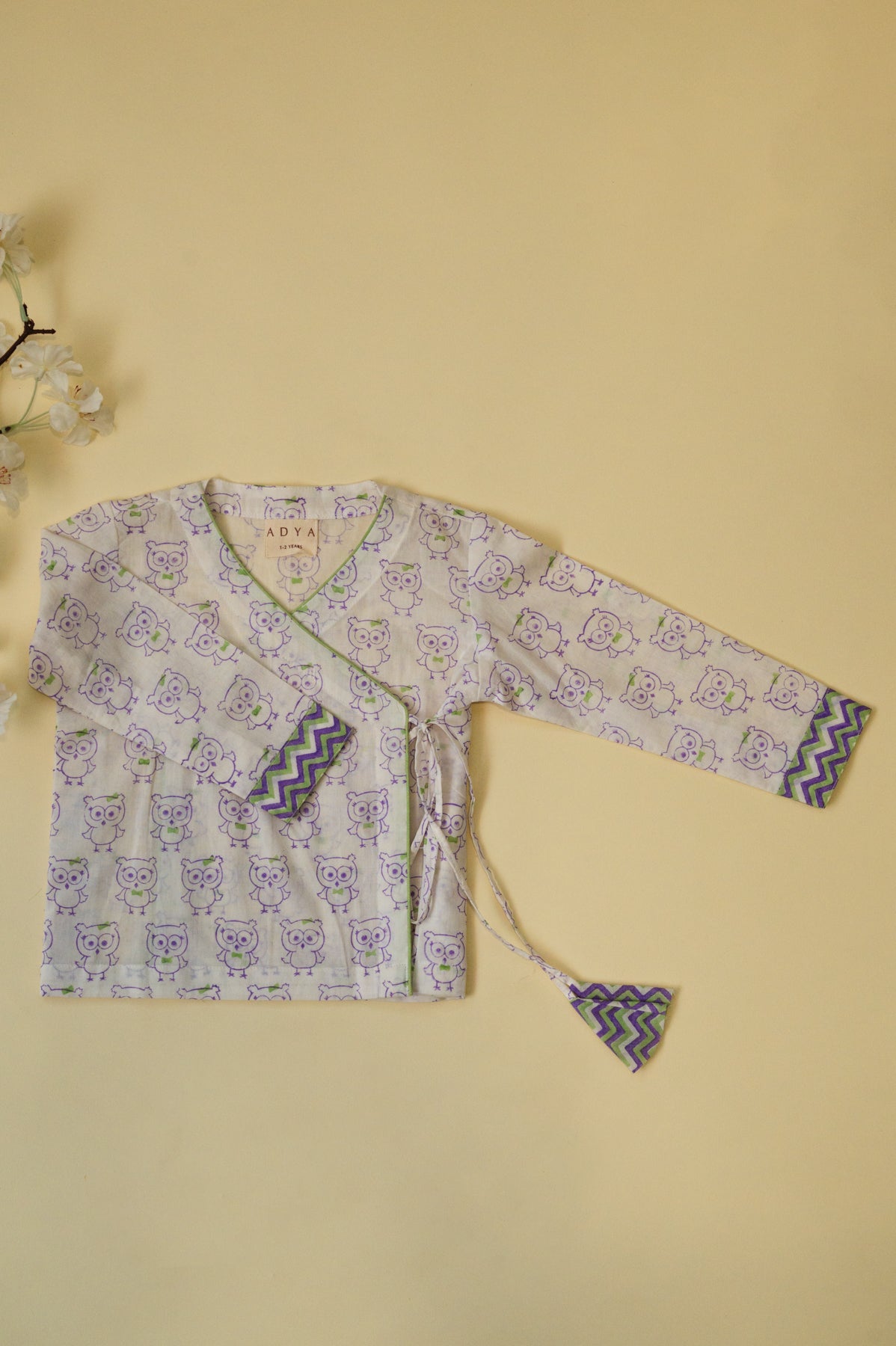 White Angrakha Owl Kids Night Suit