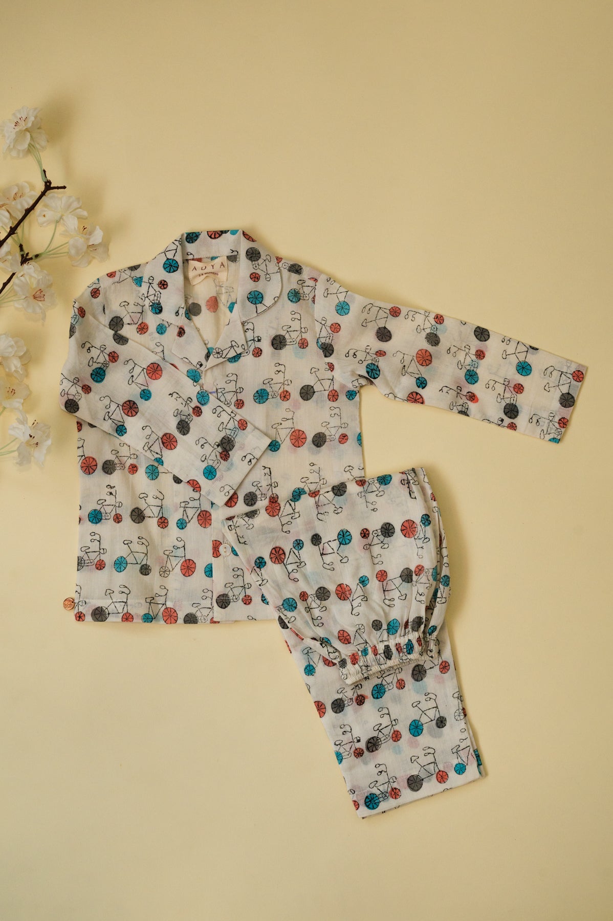 White Bicycle Kids Night Suit