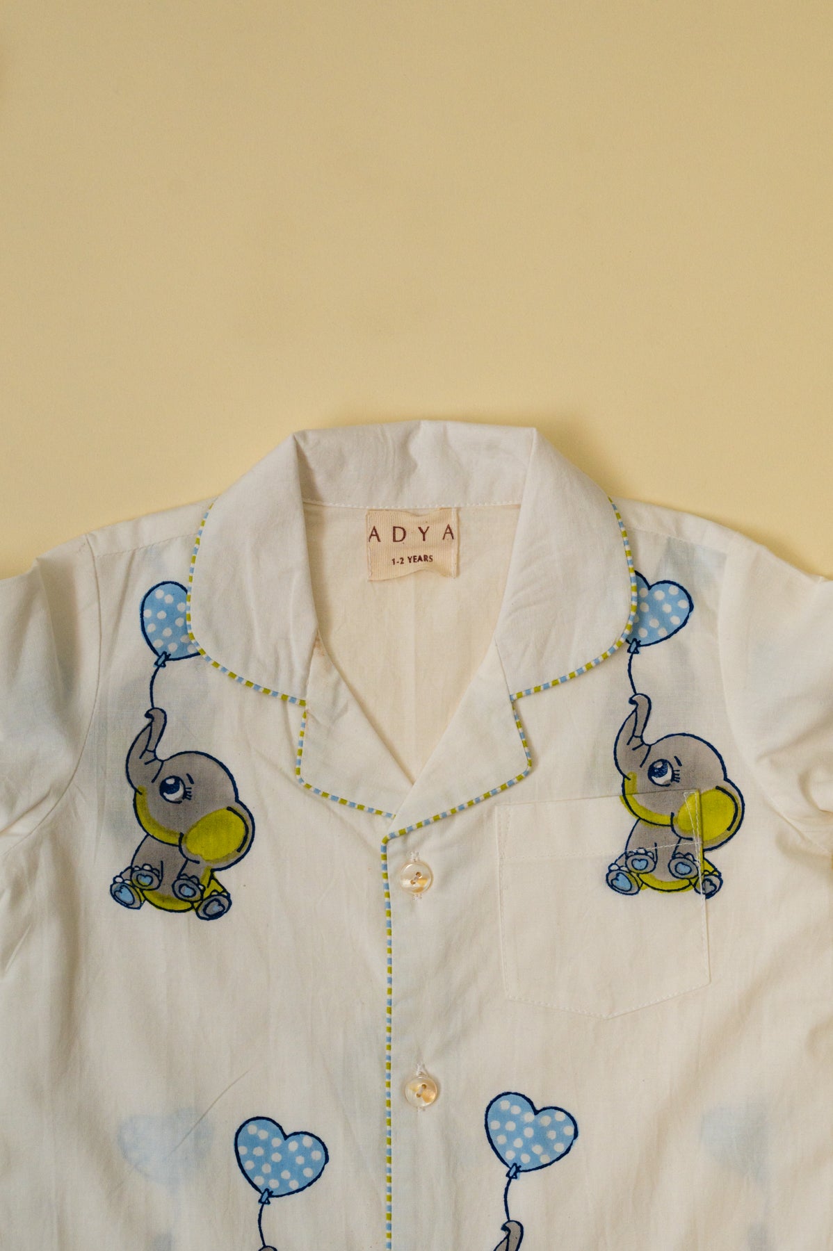 White Grey Elephant Kids Night Suit
