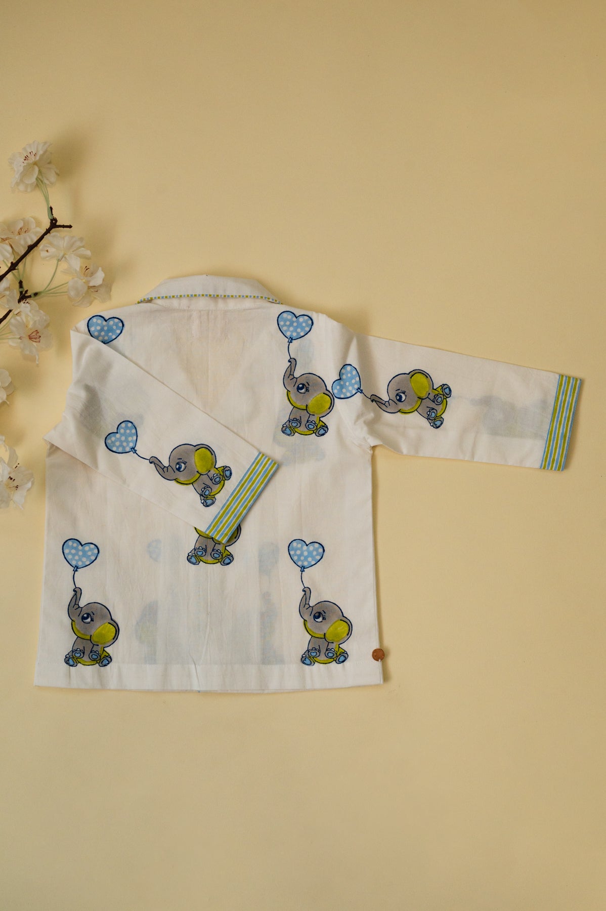White Grey Elephant Kids Night Suit