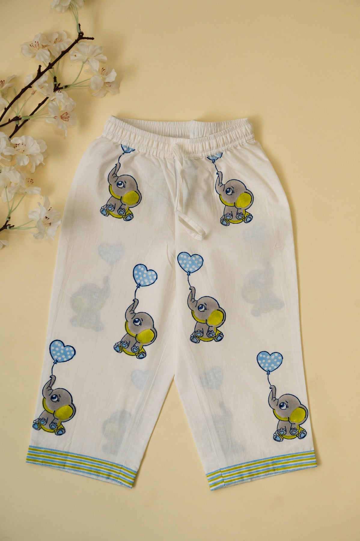 White Grey Elephant Kids Night Suit