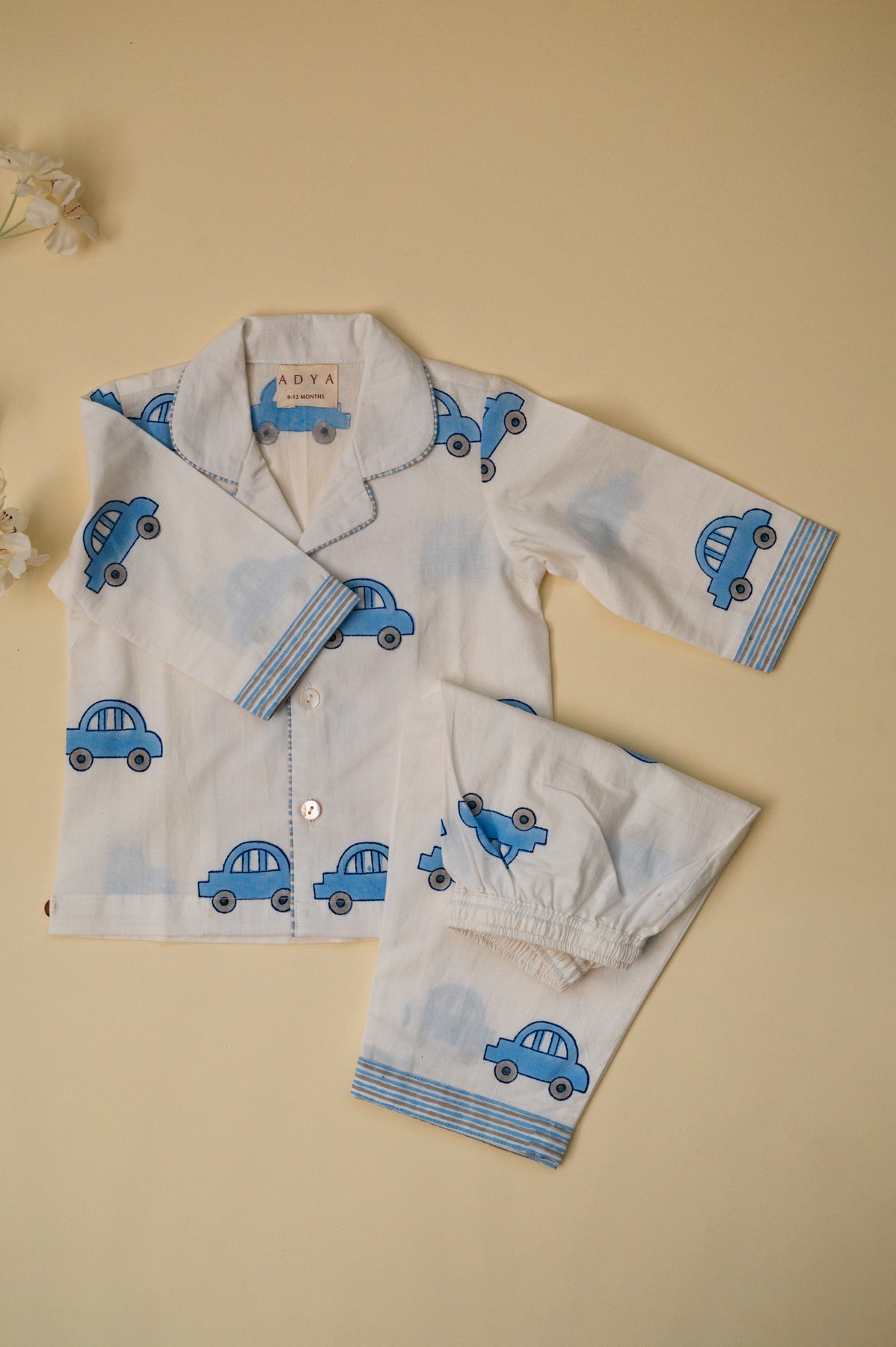 White Car Kids Night Suit