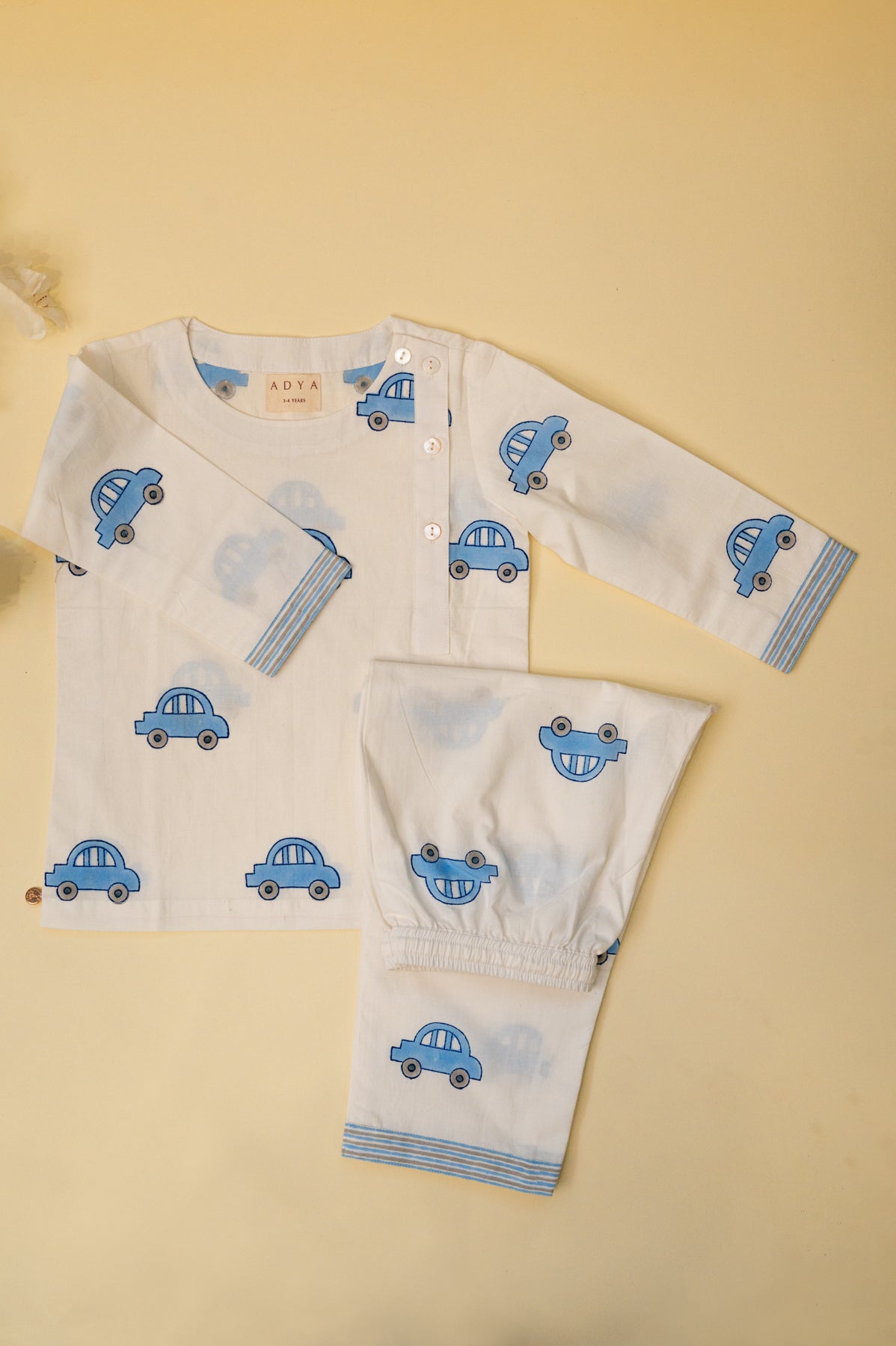 White Car Kids Night Suit