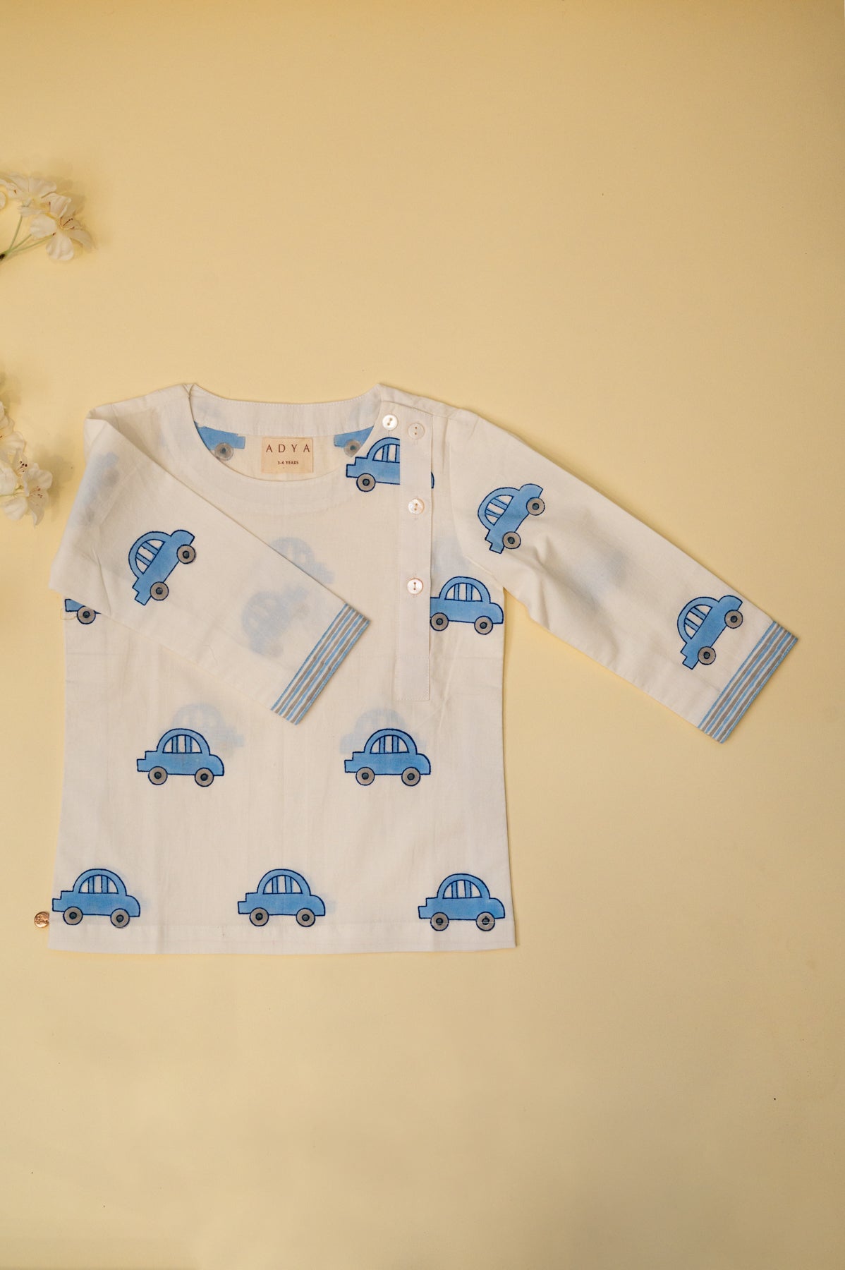 White Car Kids Night Suit