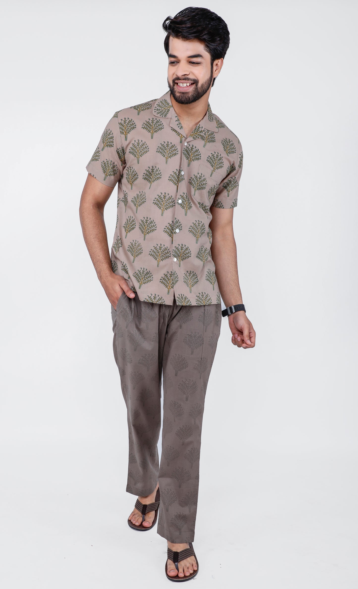 Brown Palm Tree Men's Night Suit