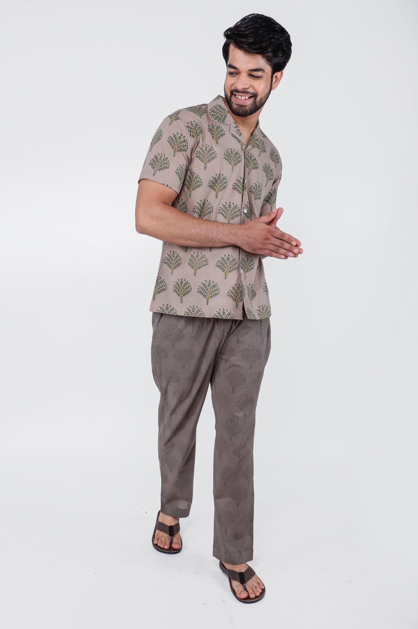 Brown Palm Tree Men's Night Suit