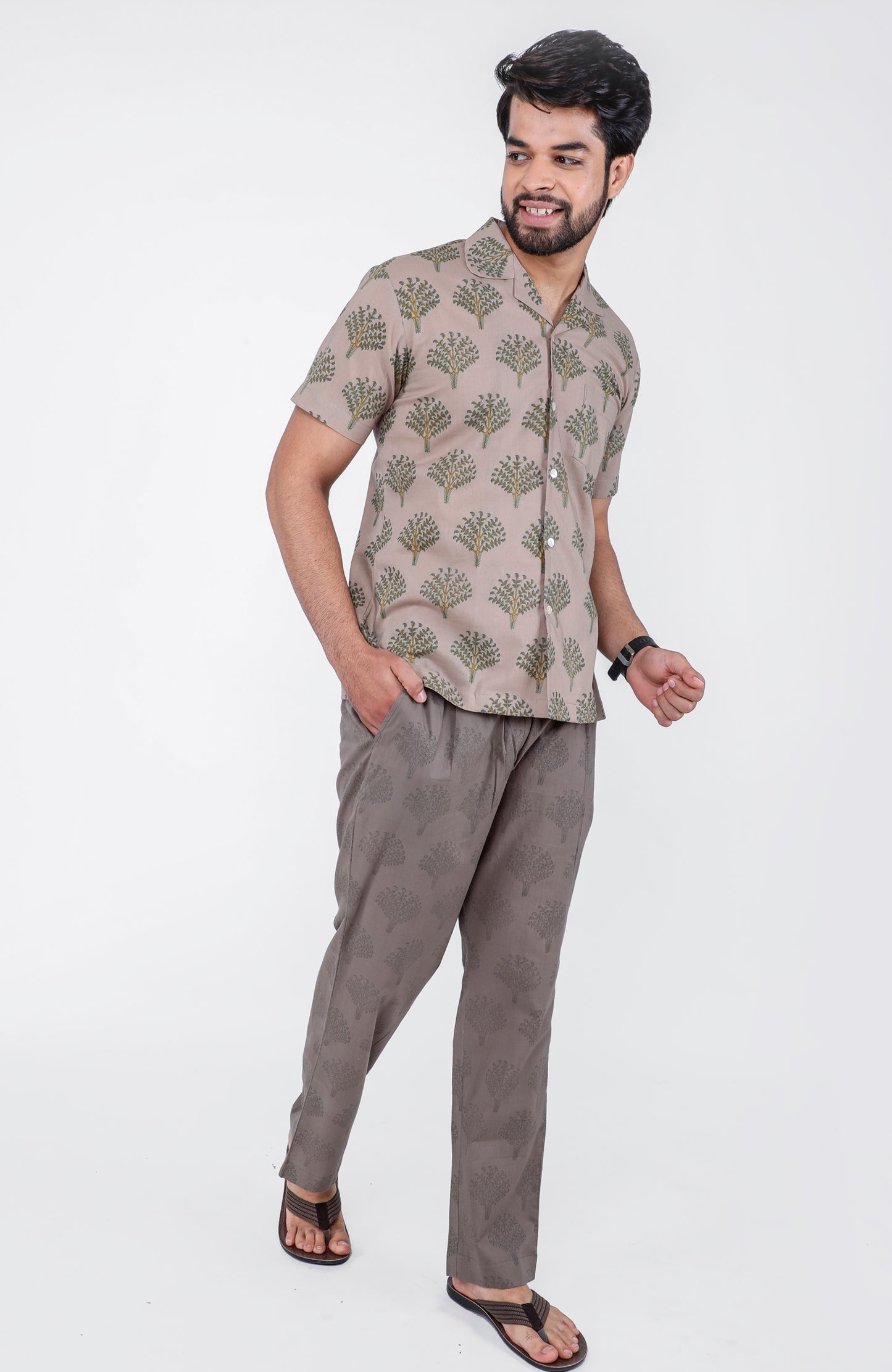 Brown Palm Tree Men's Night Suit