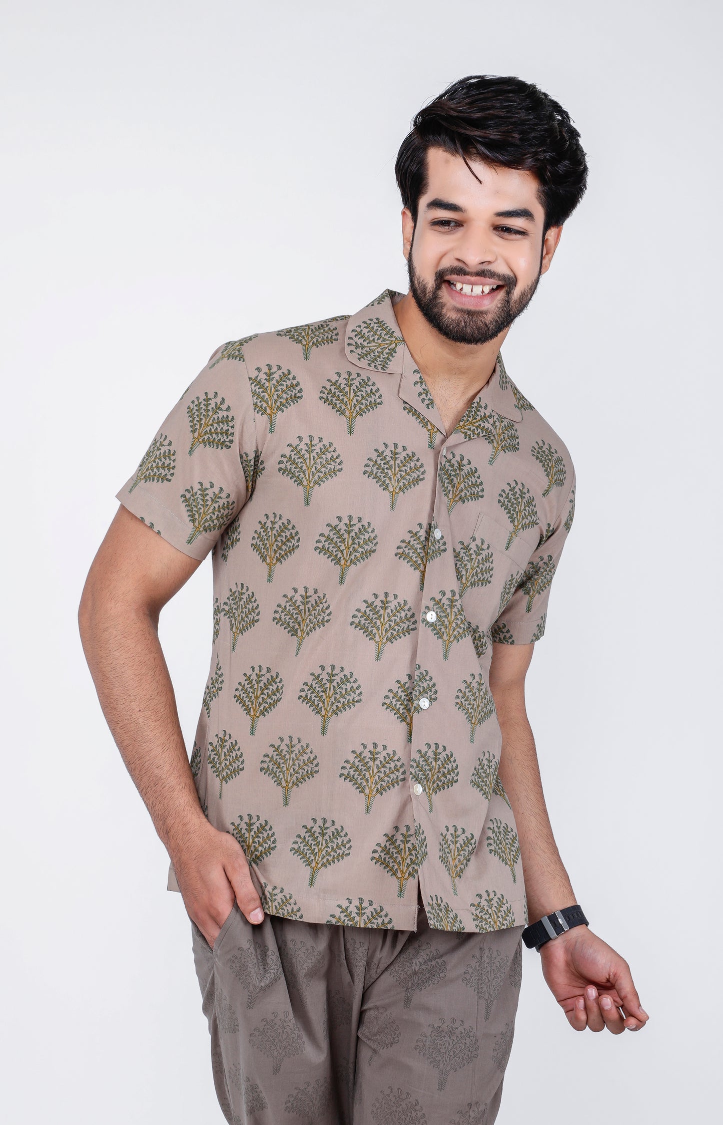 Brown Palm Tree Men's Night Suit