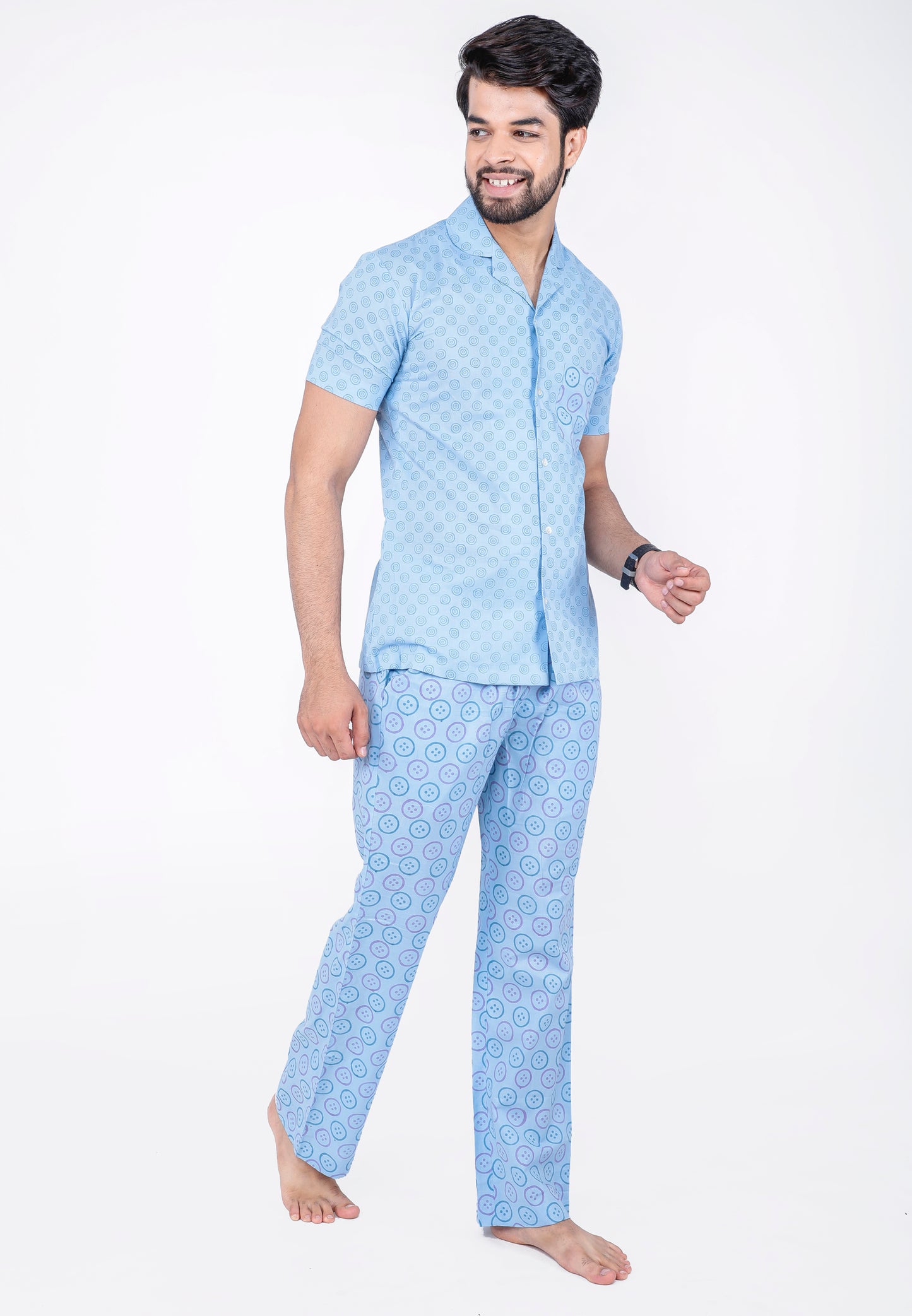 Pigeon Blue Men's Night Suit