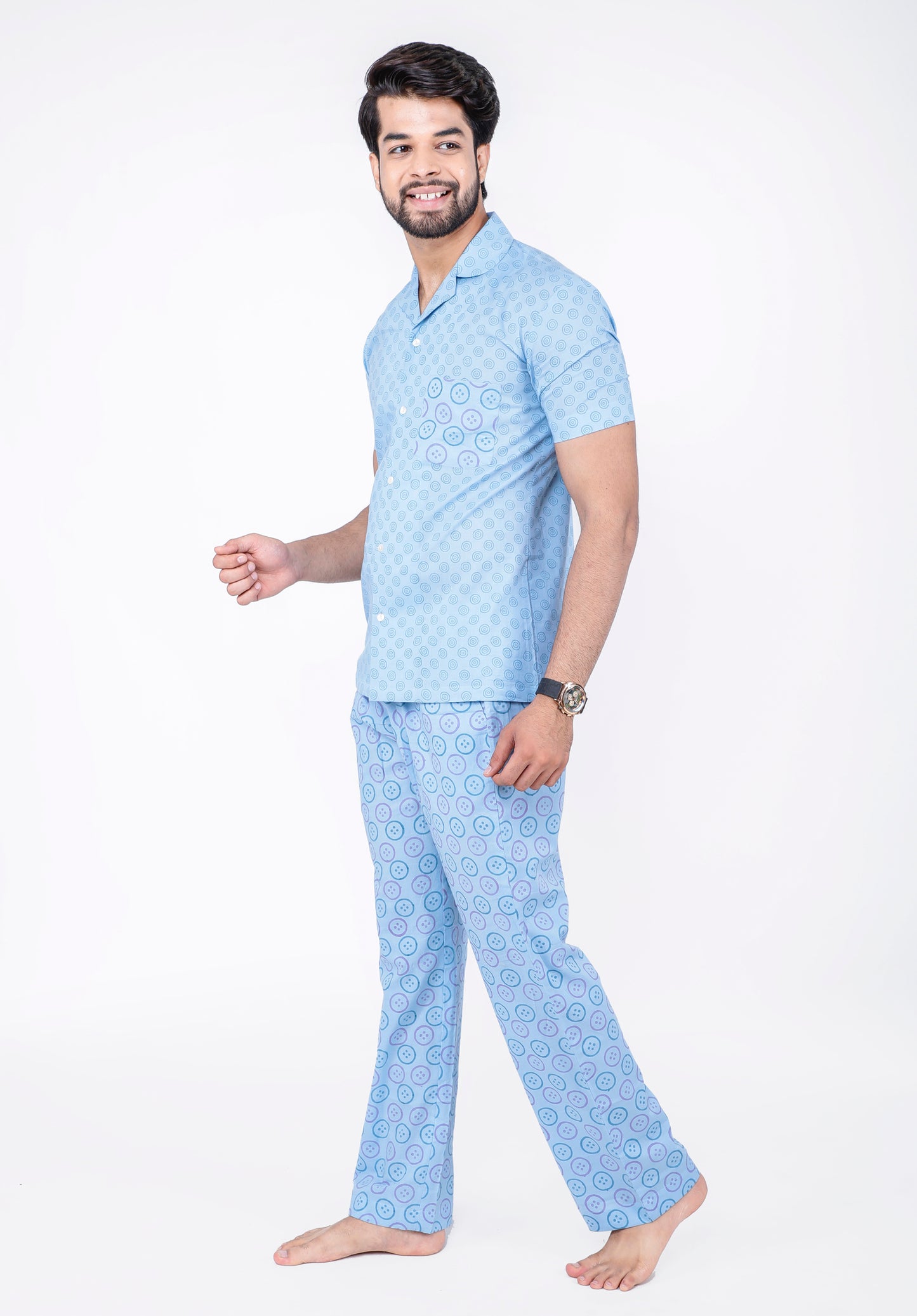 Pigeon Blue Men's Night Suit
