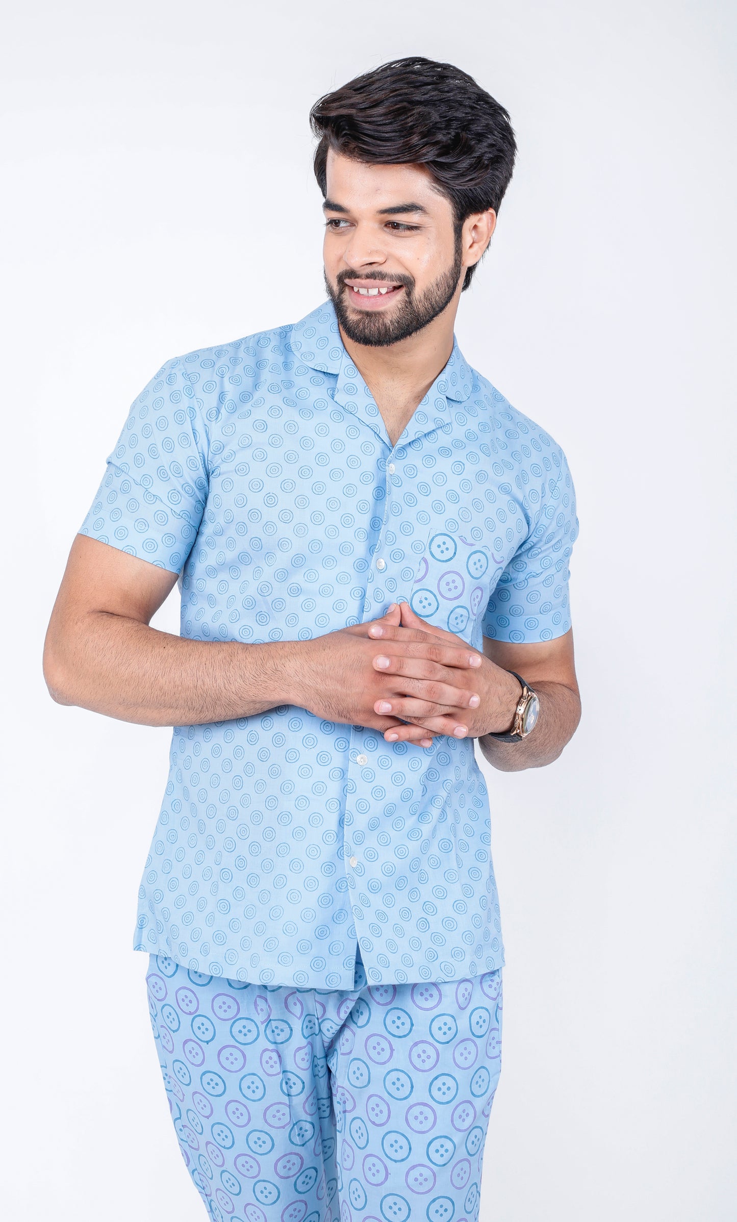 Pigeon Blue Men's Night Suit