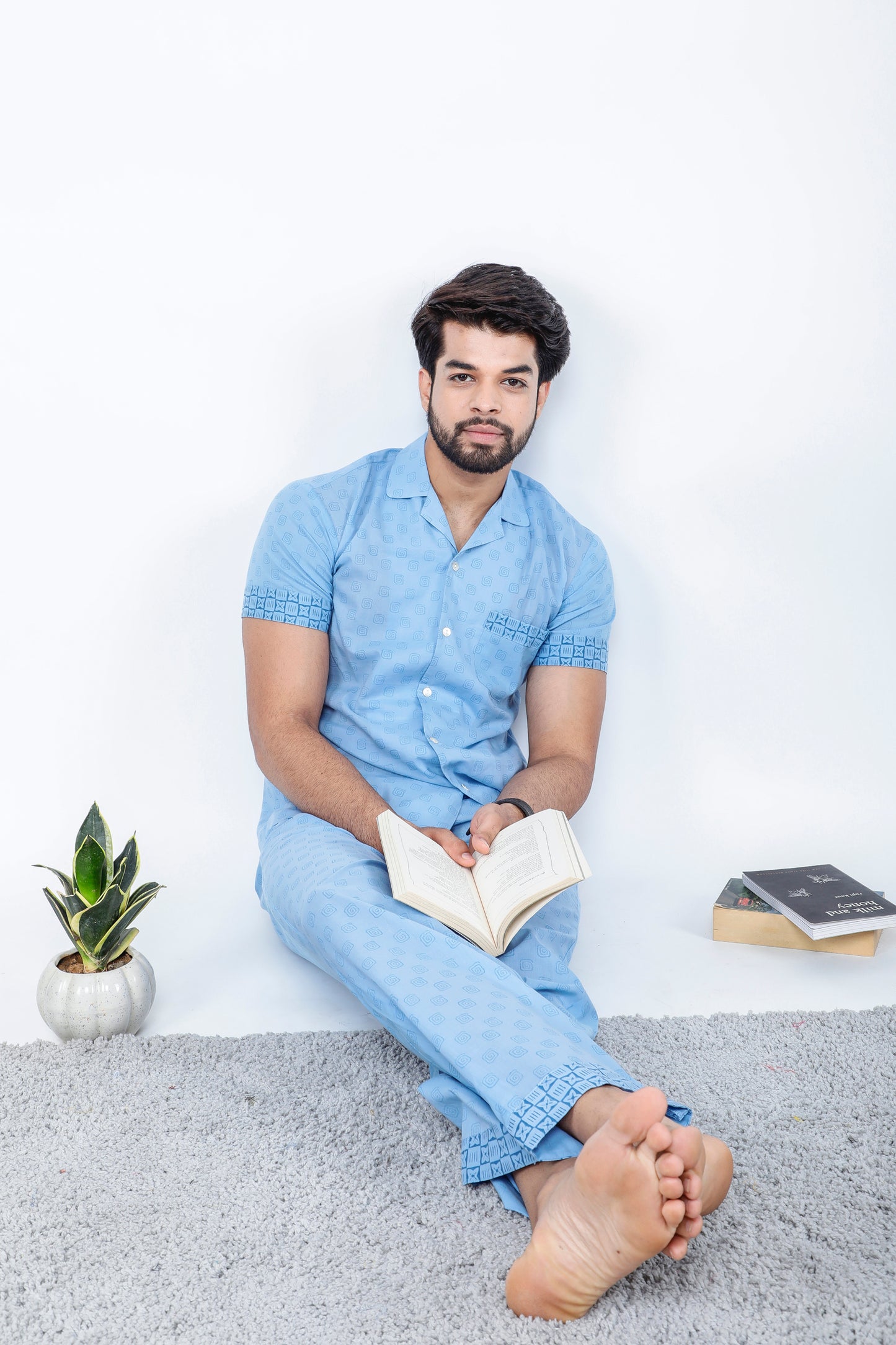 Pewter Blue Men's Night Suit