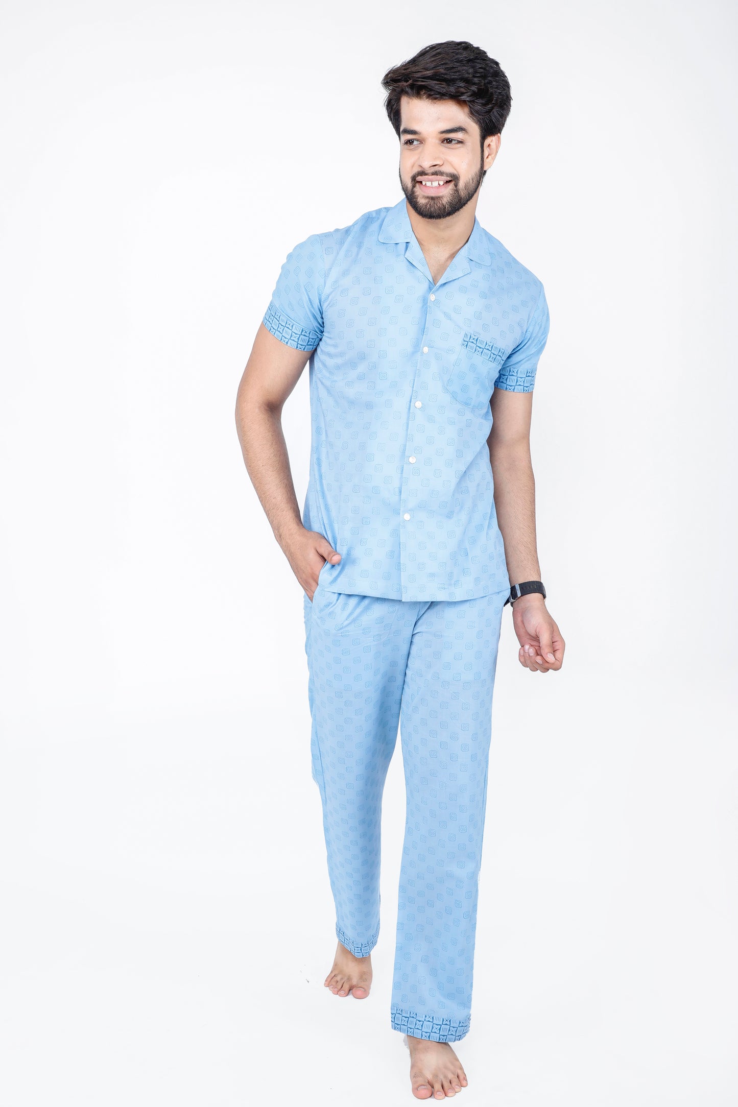 Pewter Blue Men's Night Suit