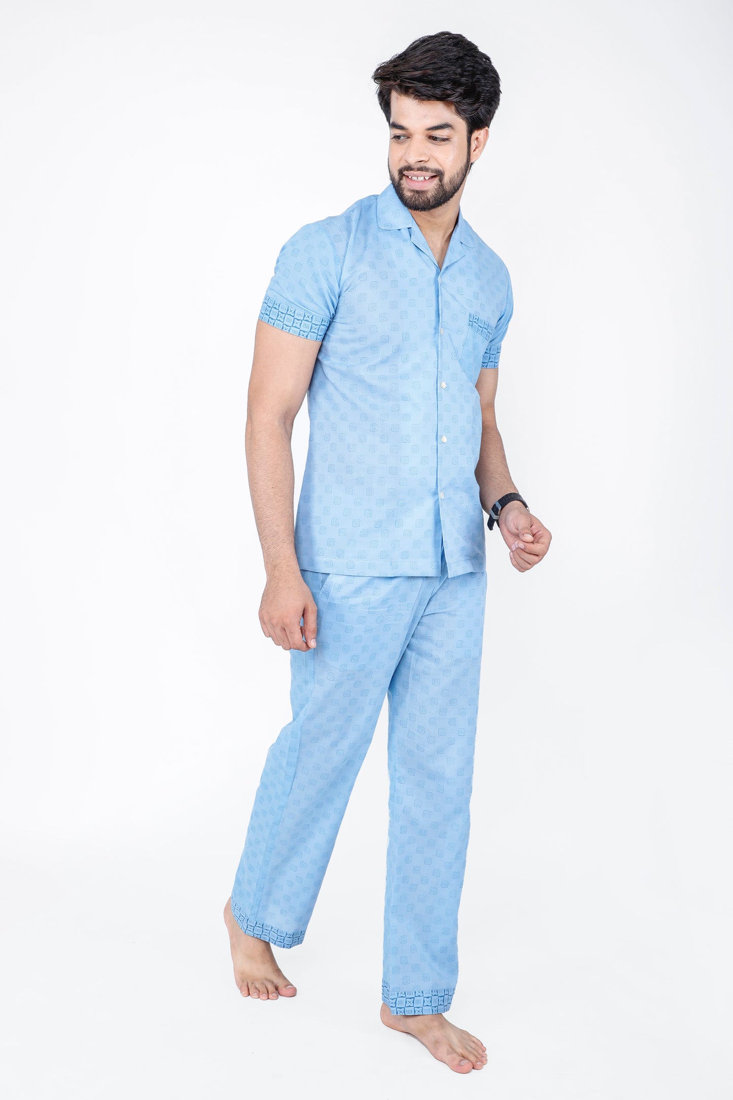 Pewter Blue Men's Night Suit