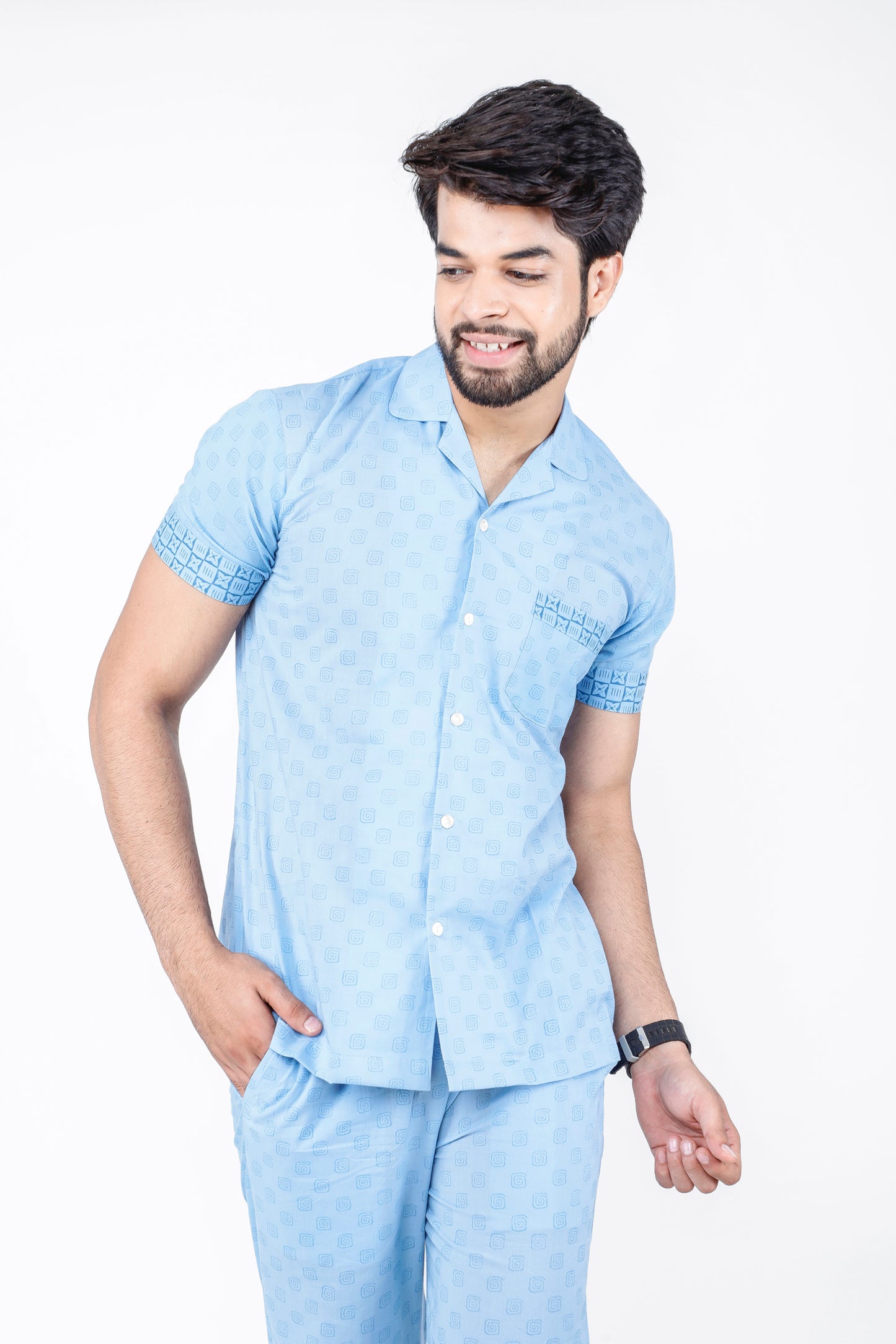 Pewter Blue Men's Night Suit