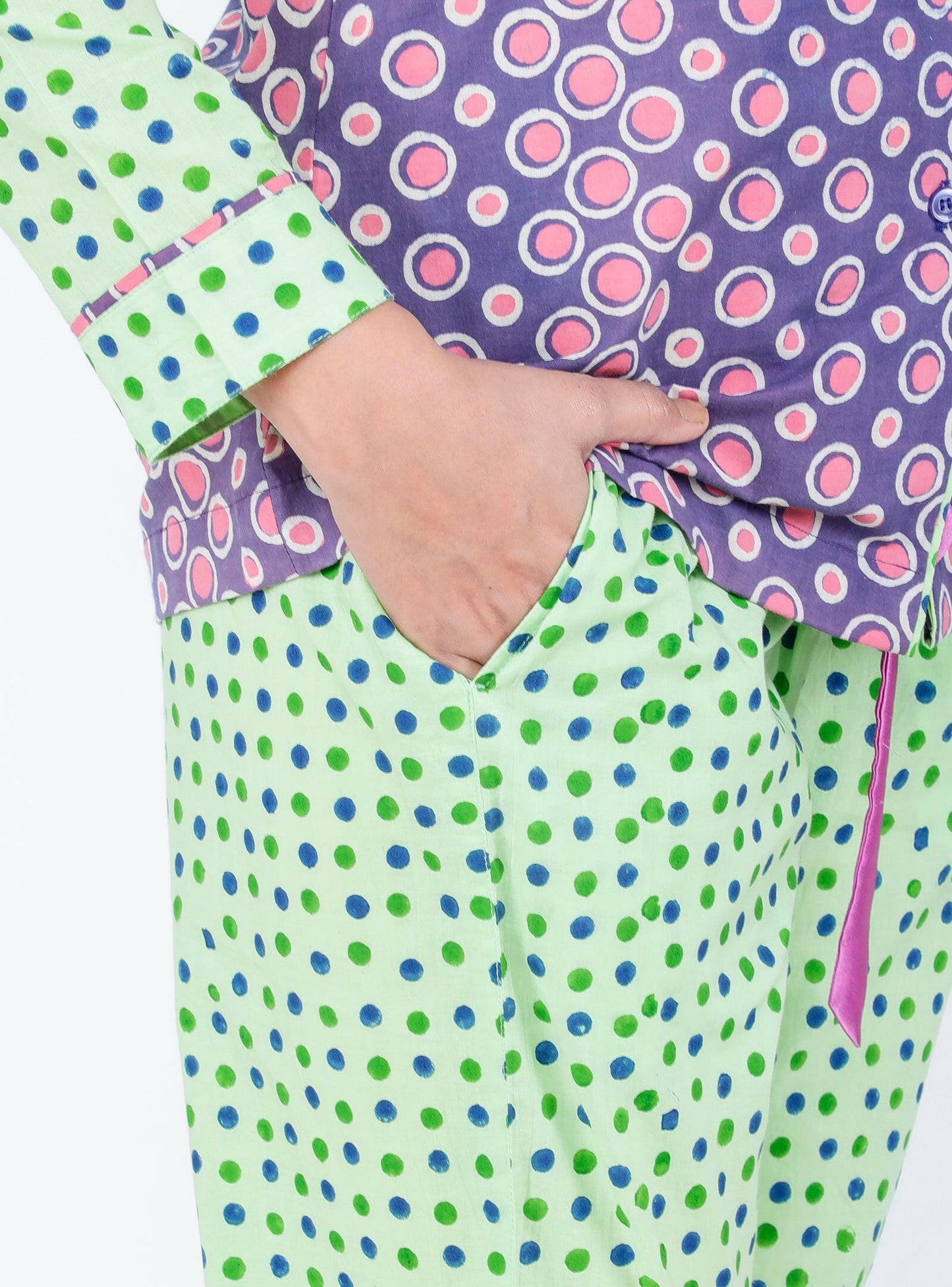 Apple Green Women's Block Printed Night Suit