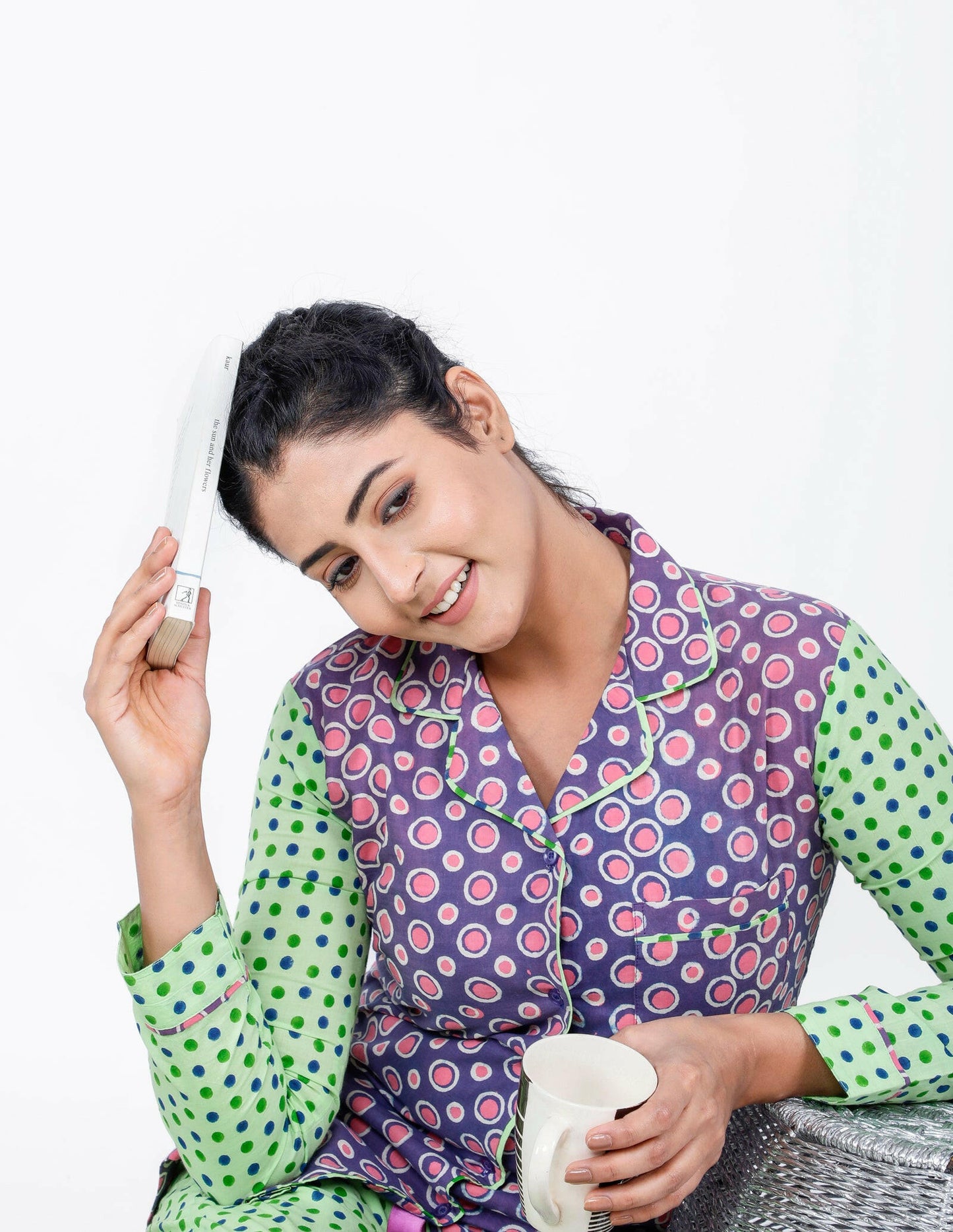 Apple Green Women's Block Printed Night Suit