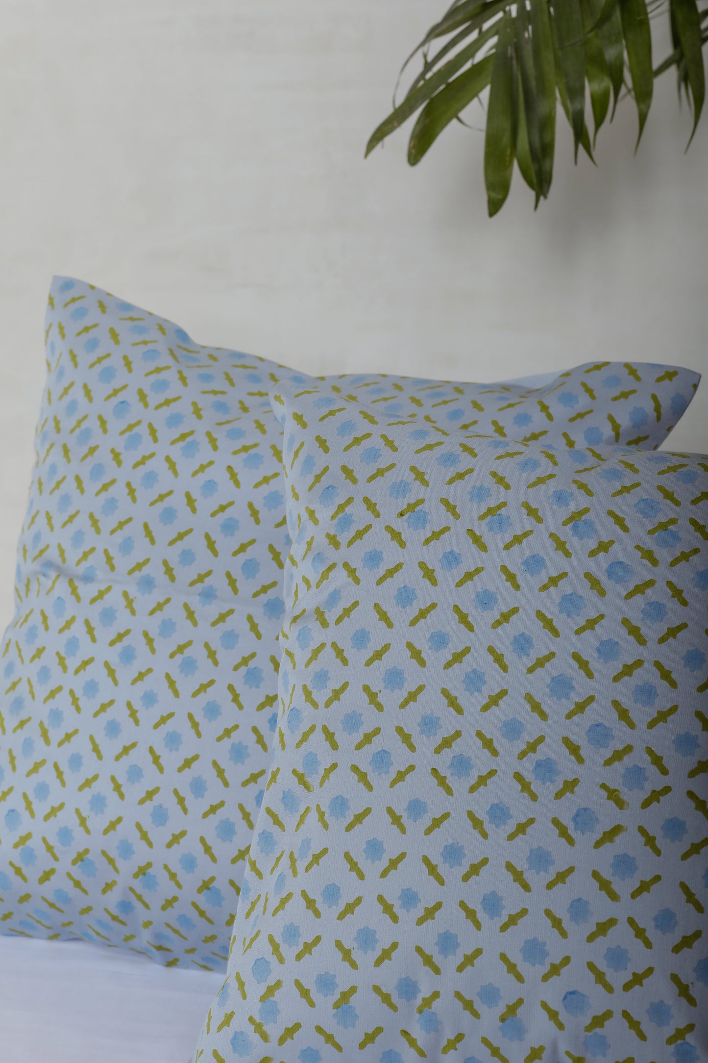 Blue Geometrical Stars Cotton Cushion Cover