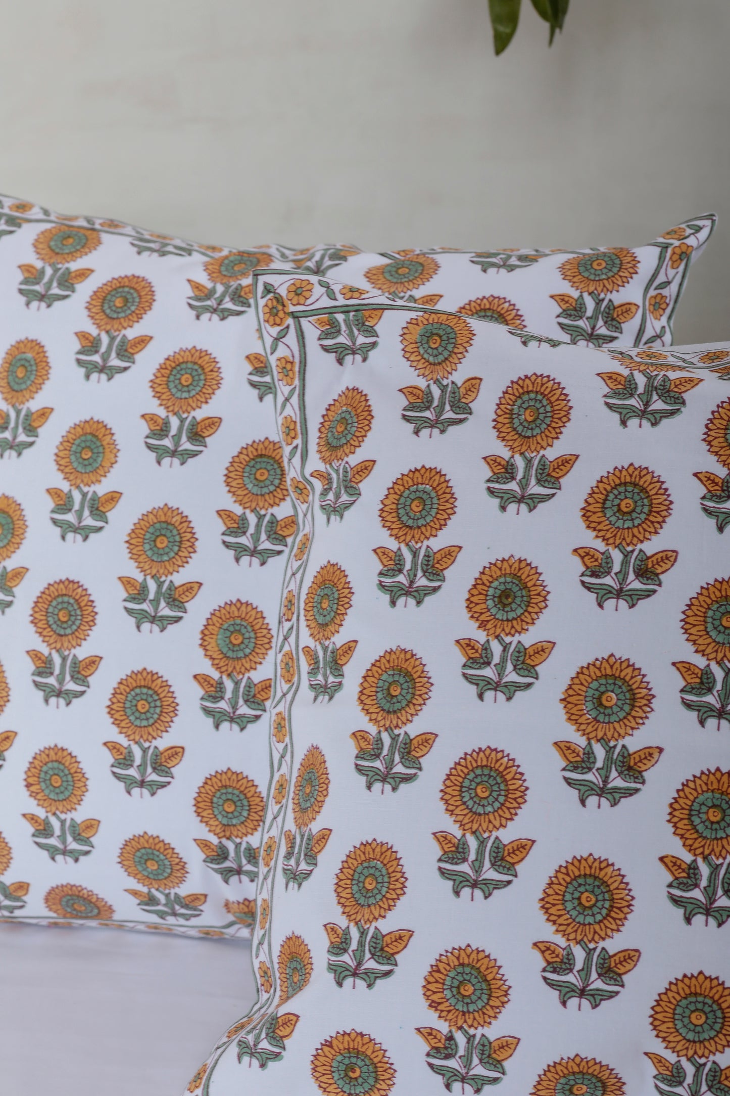 Yellow Sunflower Cotton Cushion Cover