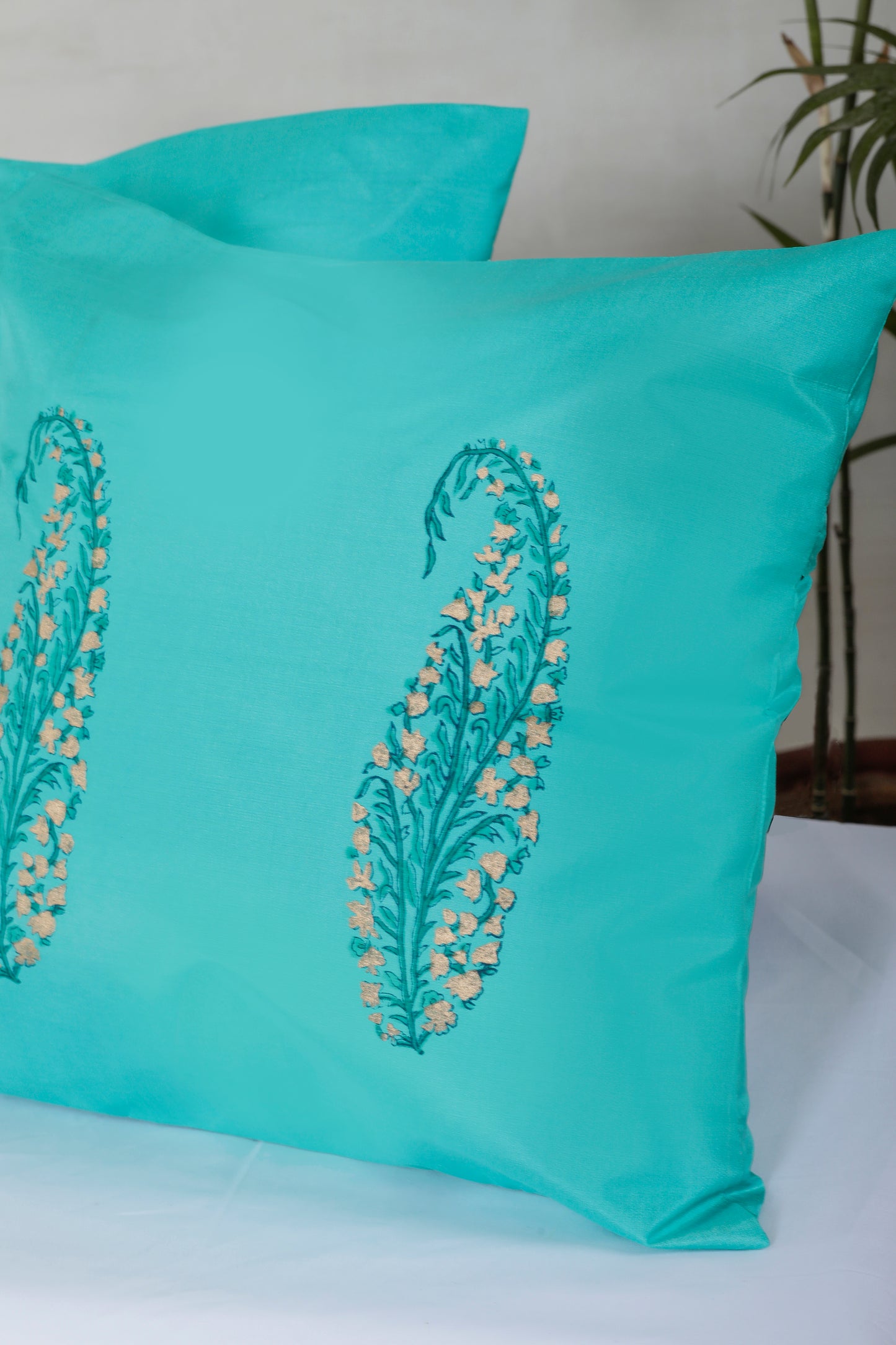 Kelly Green Paisleys Cushion Cover
