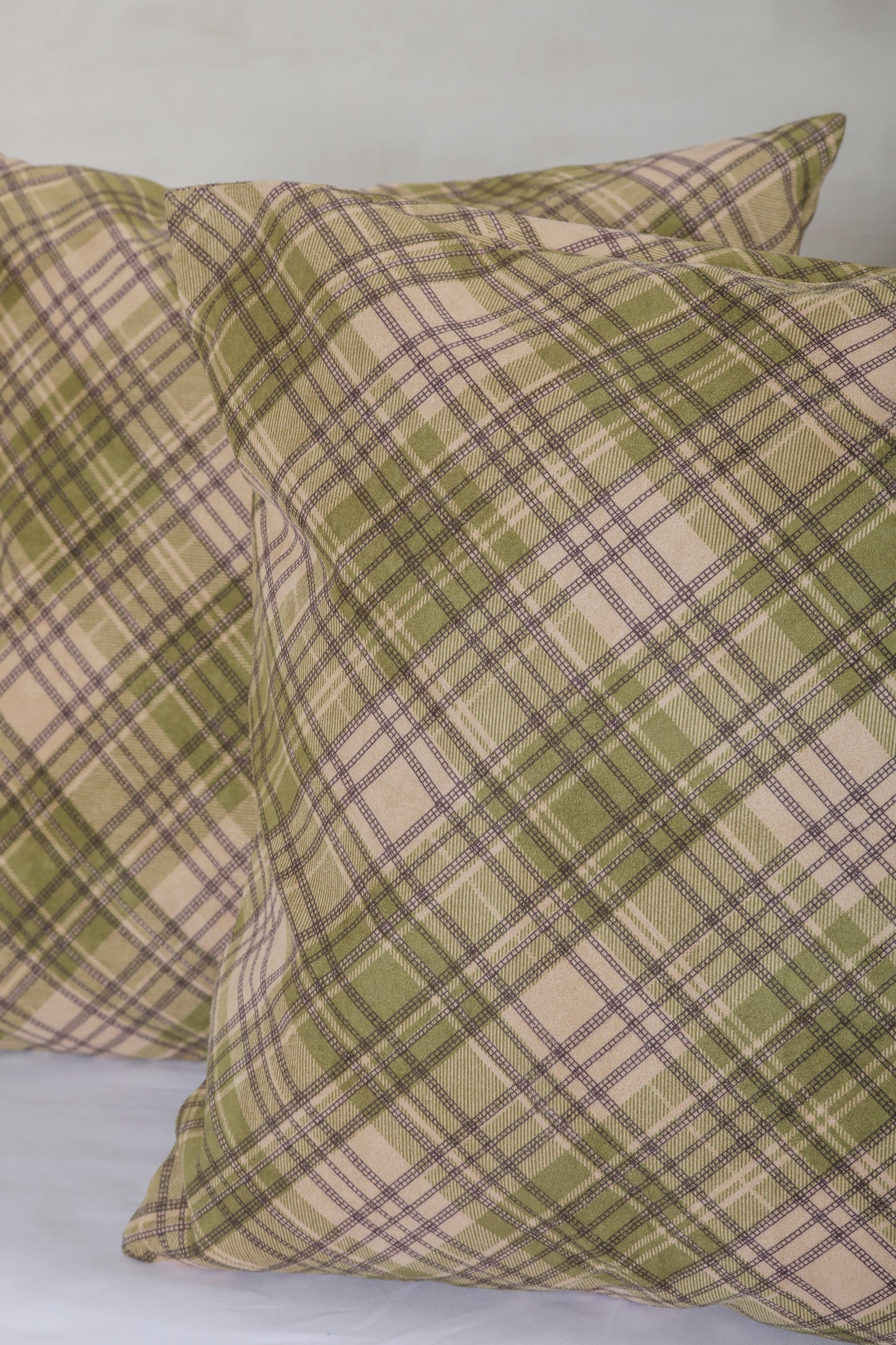 Green Checks Cotton Cushion Cover