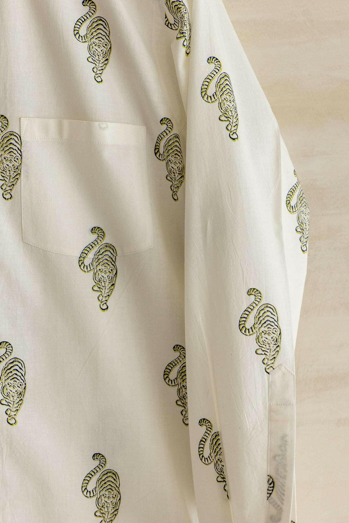Green & White Tiger Men's Shirt