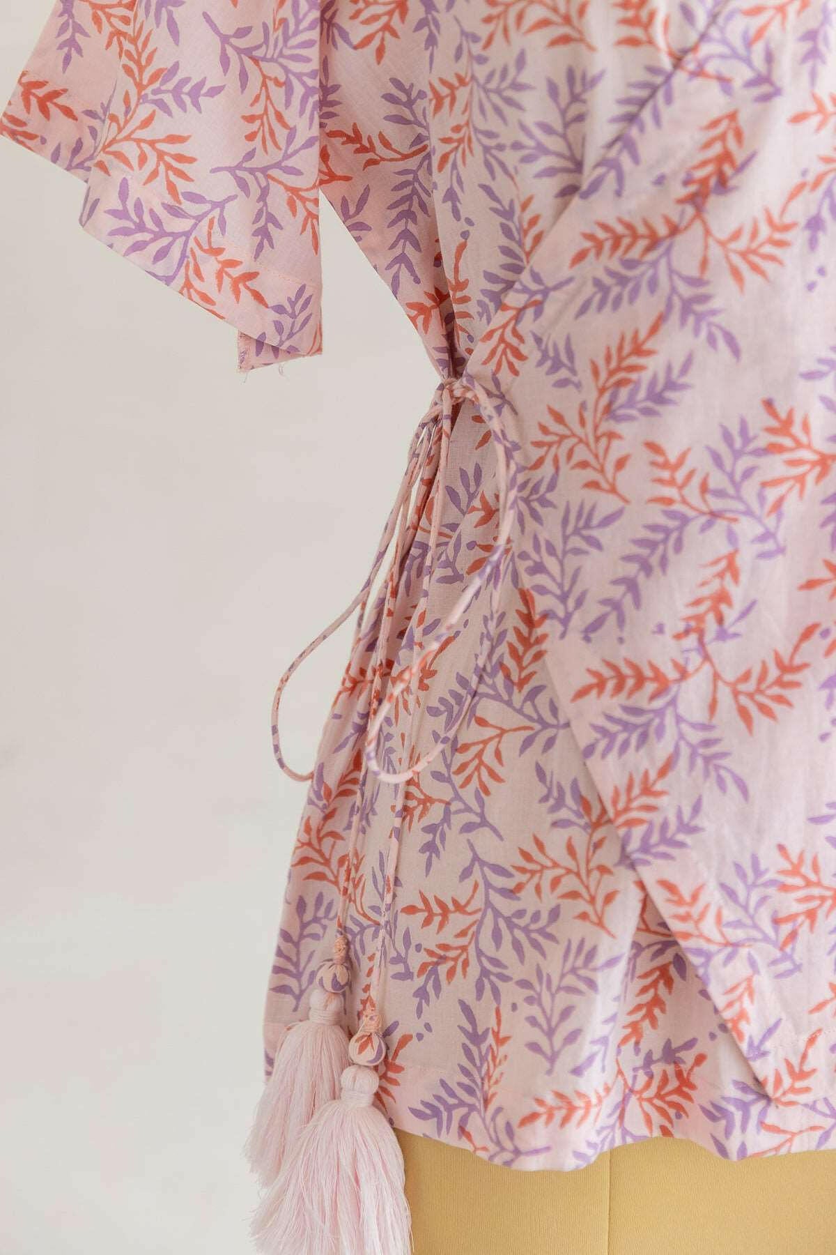 Carnation Pink Block Print Angrakha