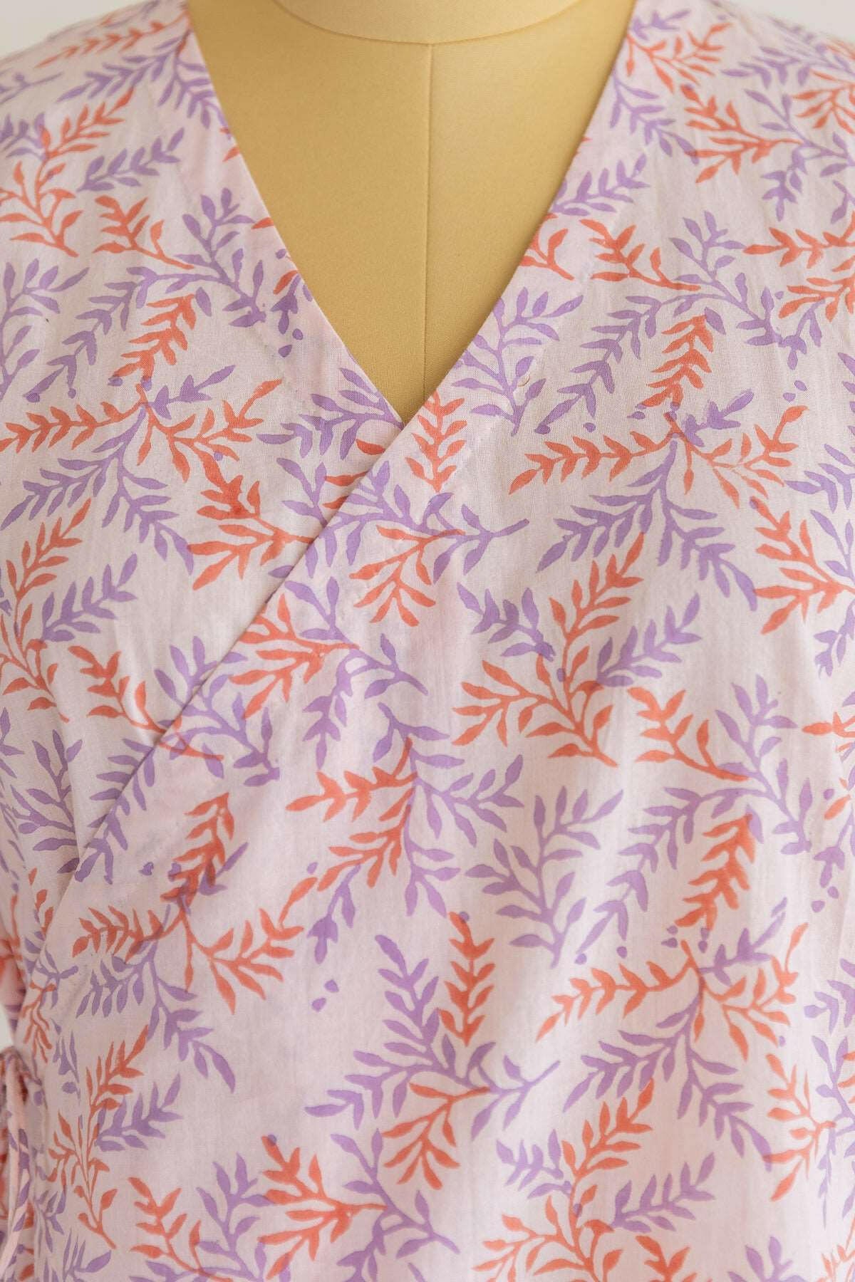 Carnation Pink Block Print Angrakha