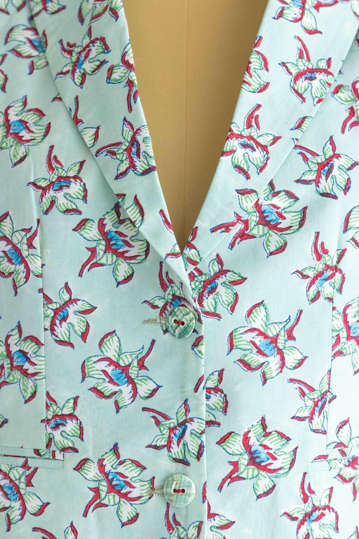 Blue & Red Blazer Set