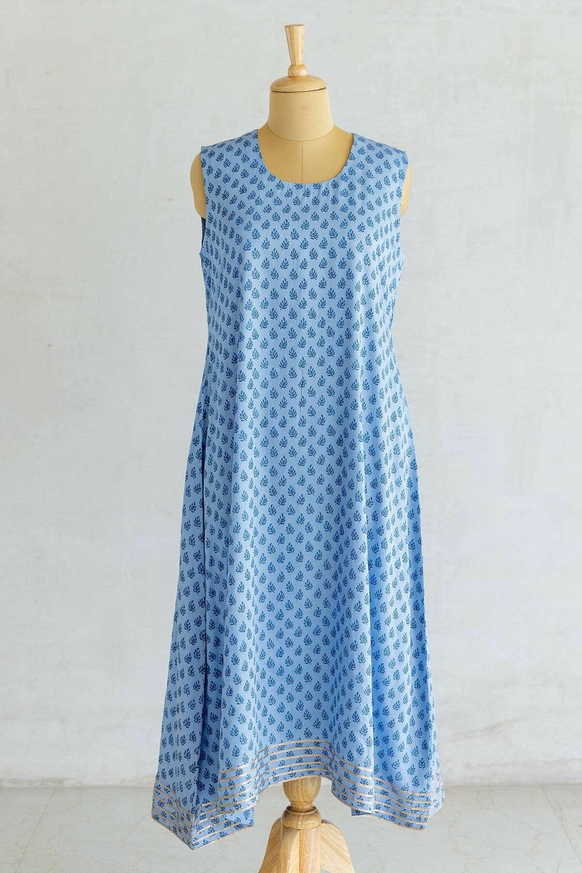 Admiral Blue Kota Silk Kurta
