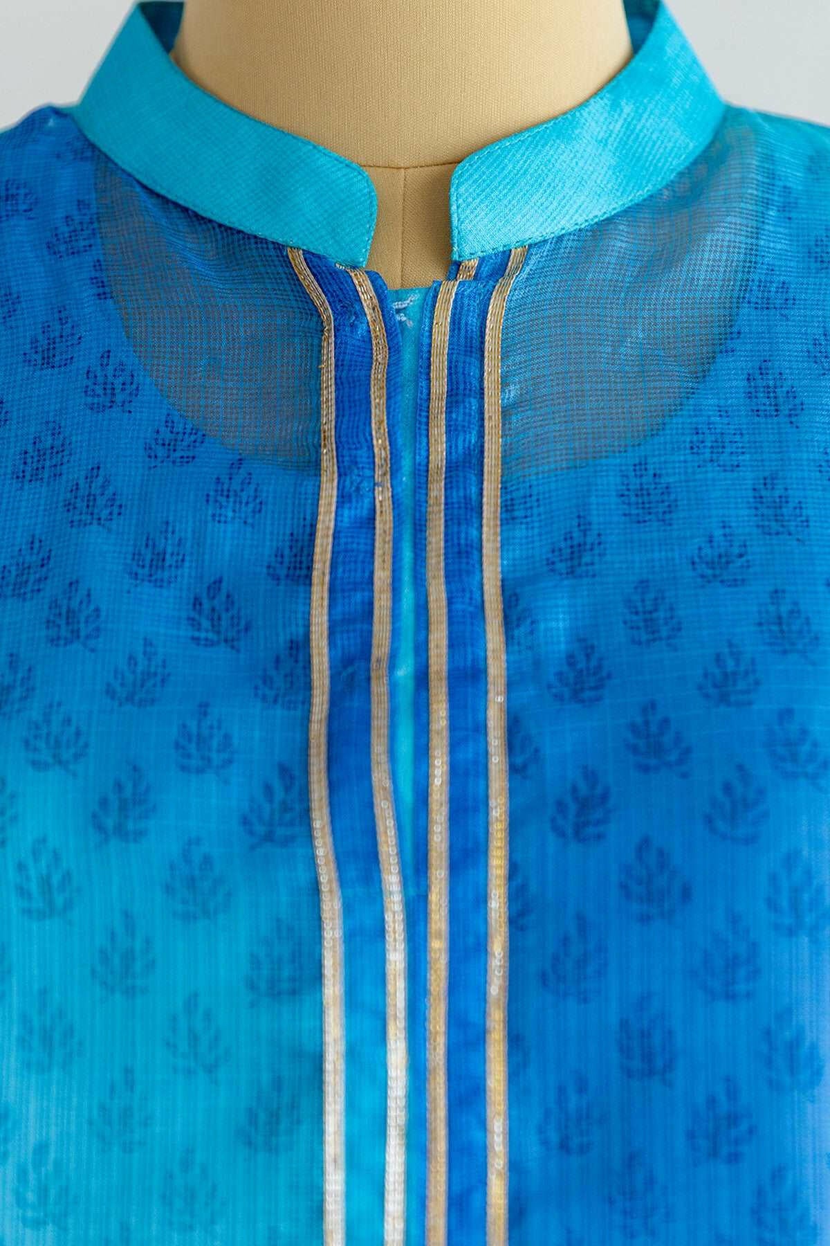 Admiral Blue Kota Silk Kurta