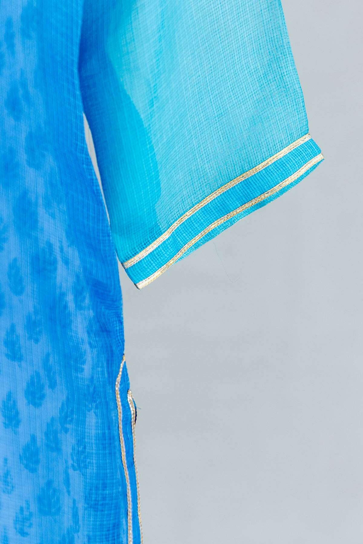 Admiral Blue Kota Silk Kurta