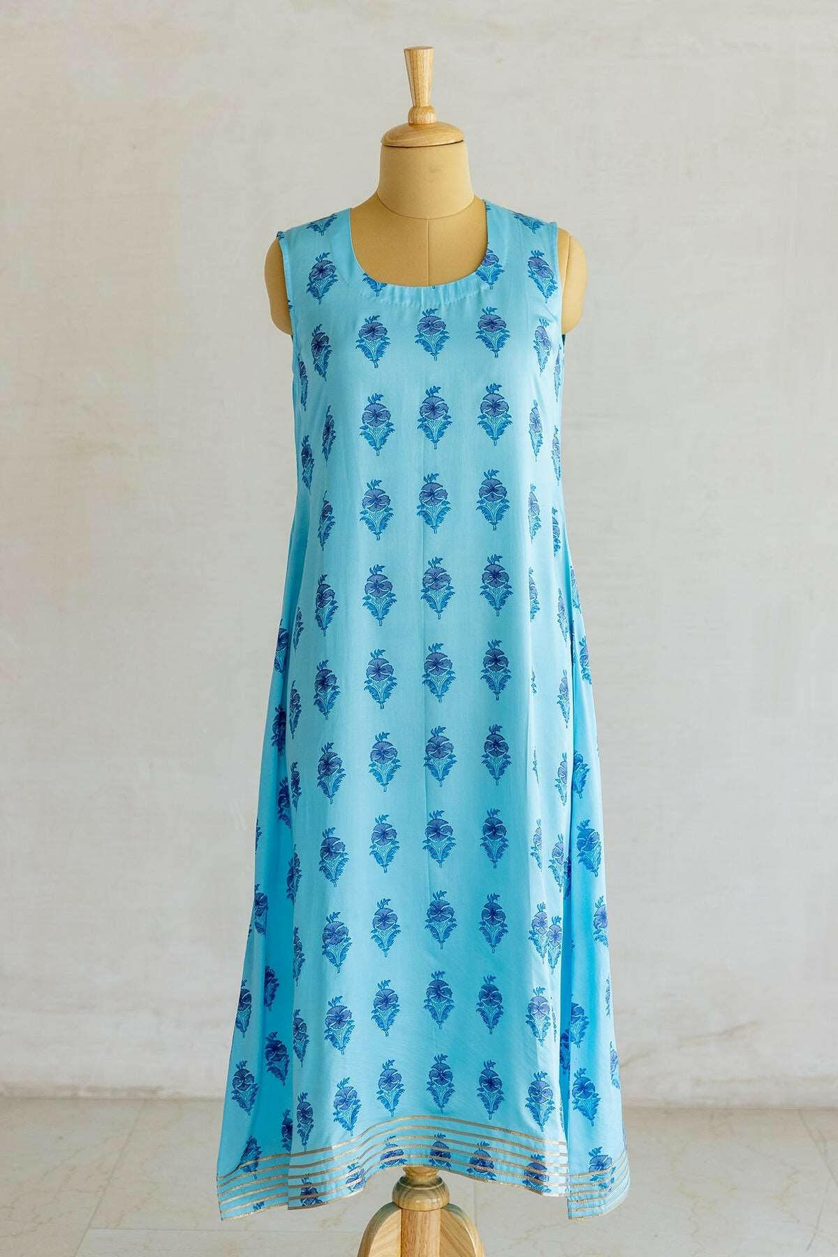 Blue Iris Kota Silk Kurta