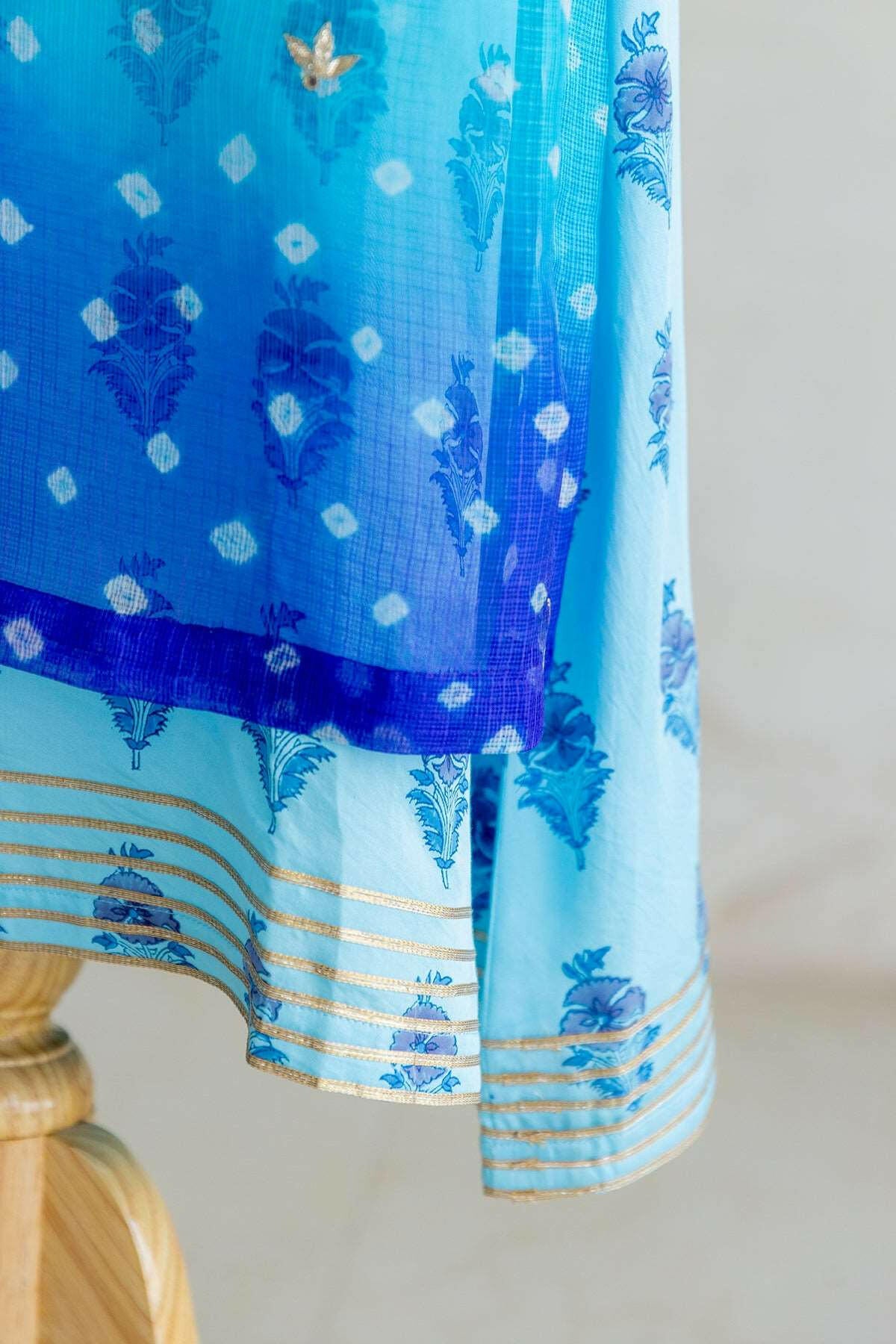 Blue Iris Kota Silk Kurta