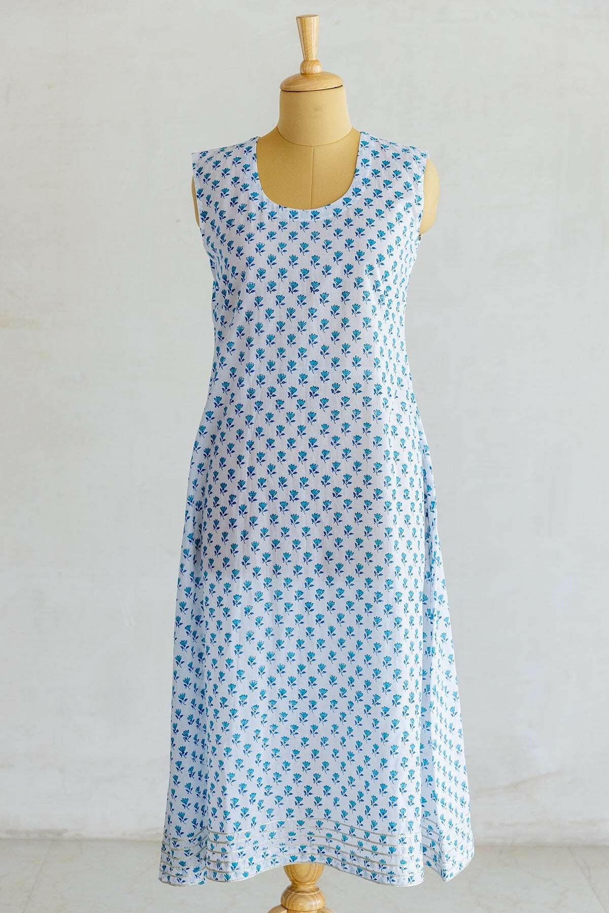 Azure Blue Kota Silk Kurta