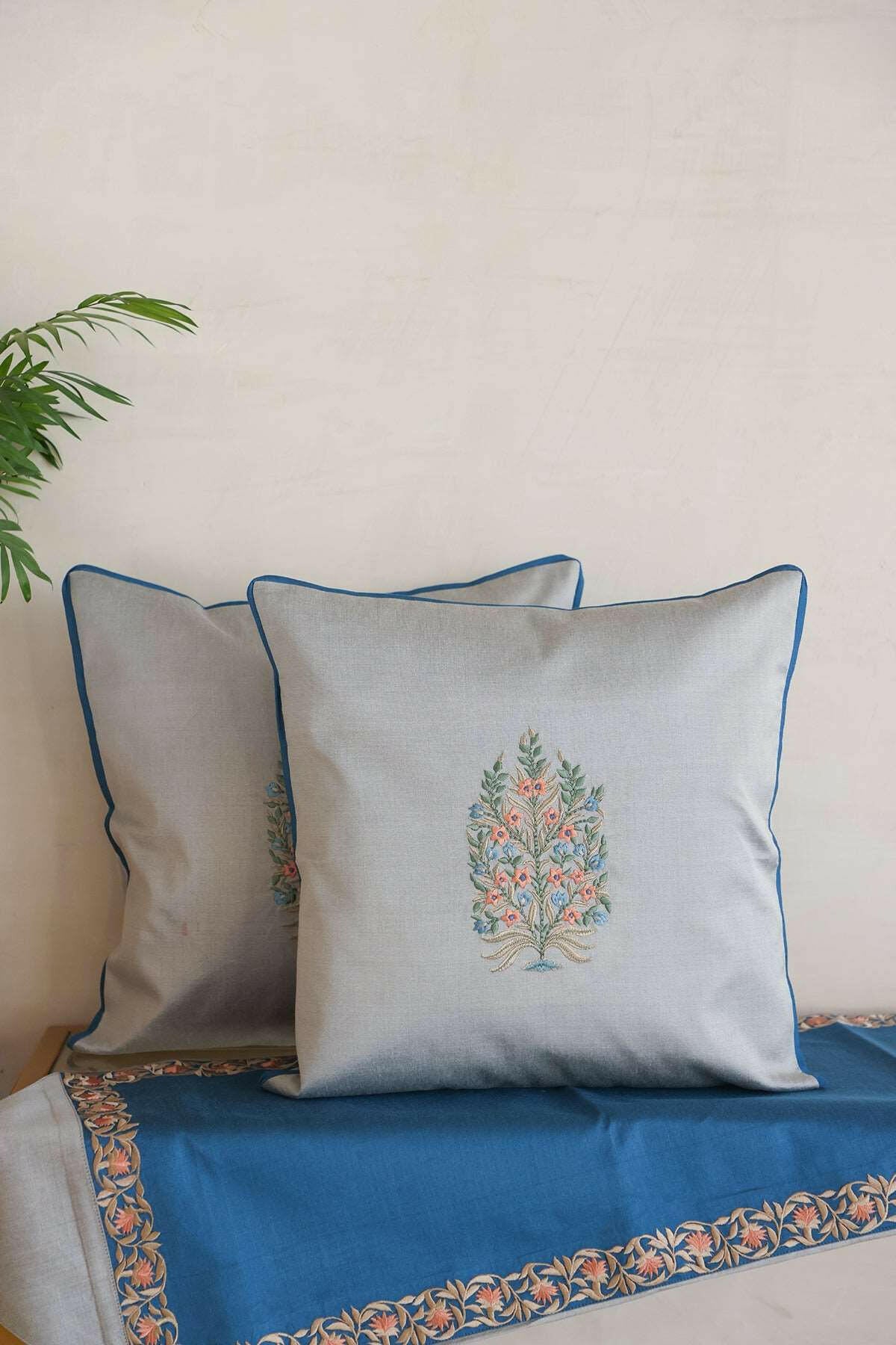 Blue & Grey Cushion Runner Set