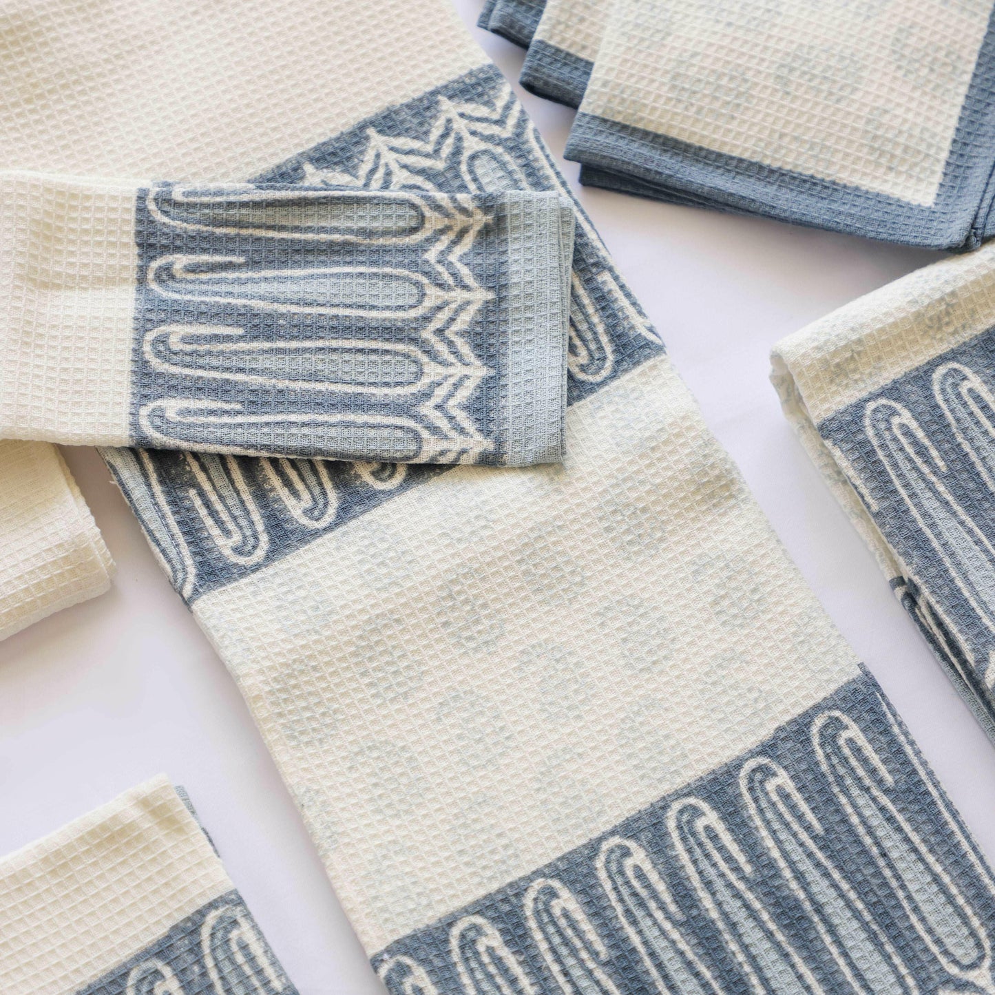 Blue Honeycomb Towel Set
