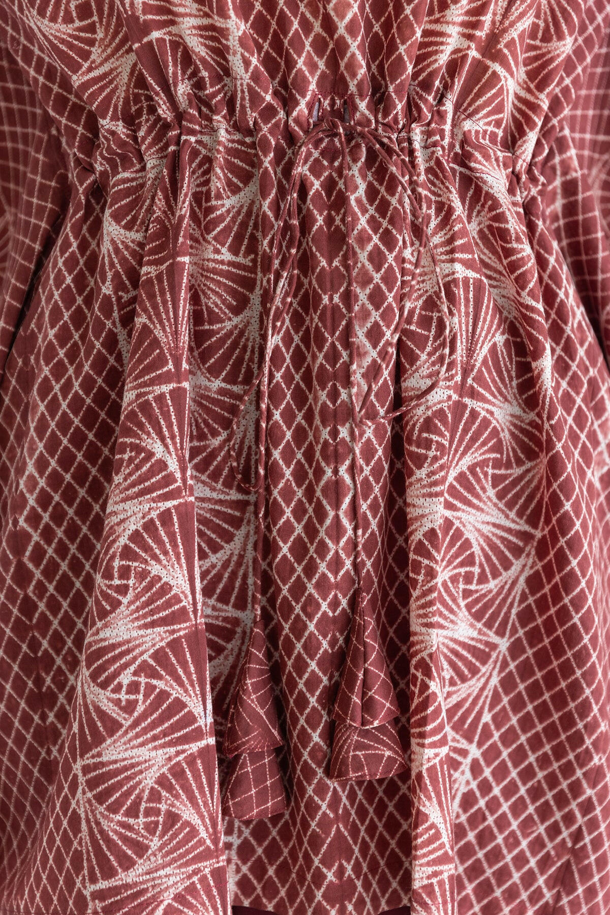 Maroon Shibouri Kaftan Co-ord Set