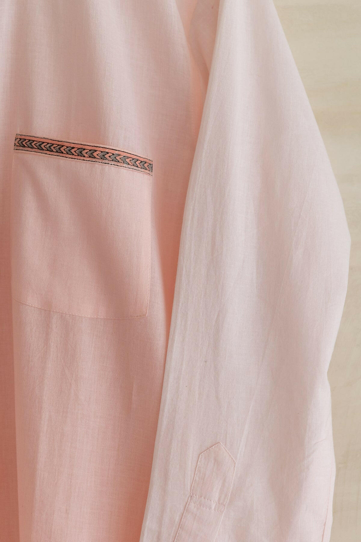 Pink Shaded Cotton Hand Block Printed Men's Shirt