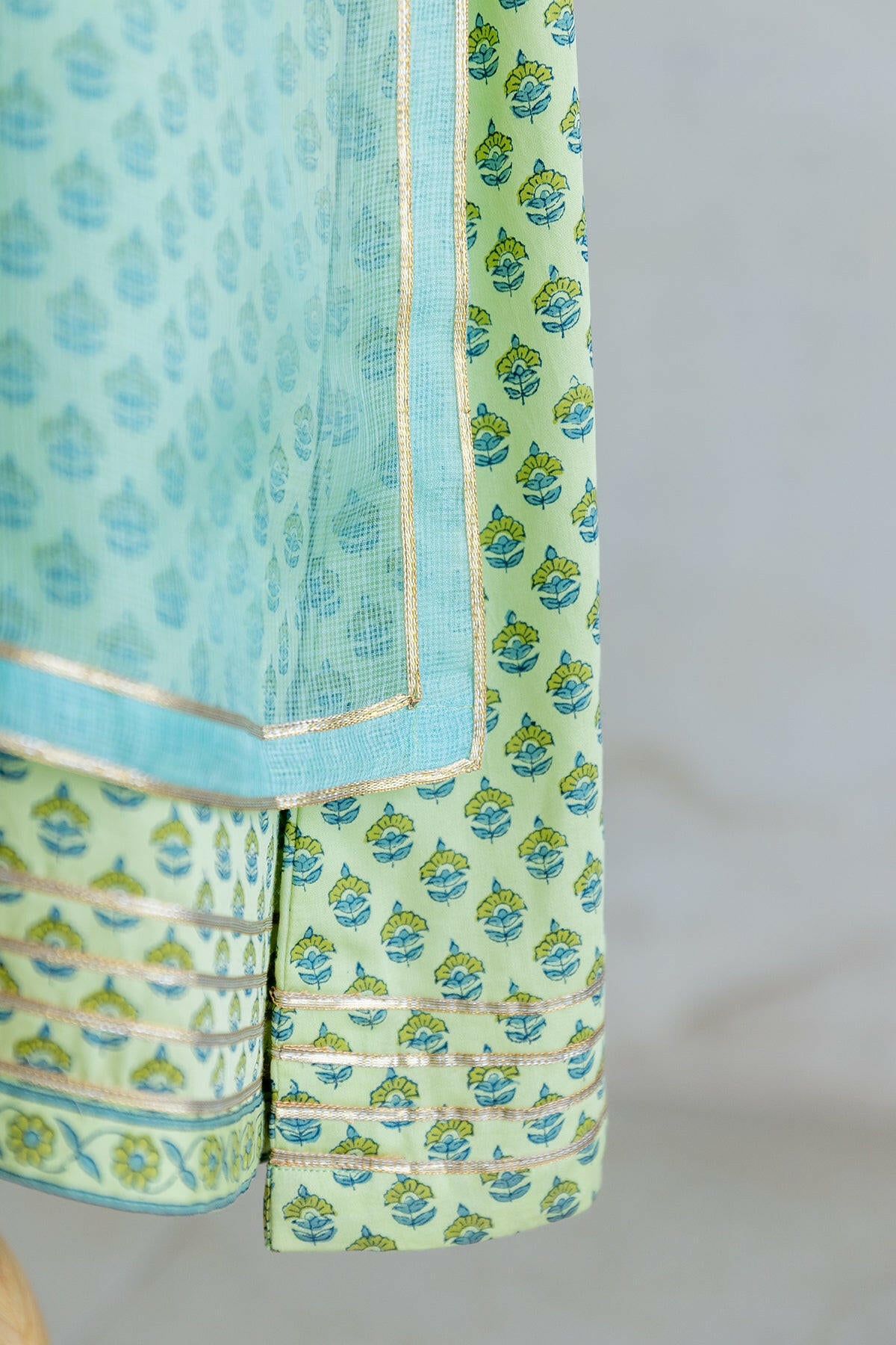 Sea Green Shaded Kota Silk Kurta