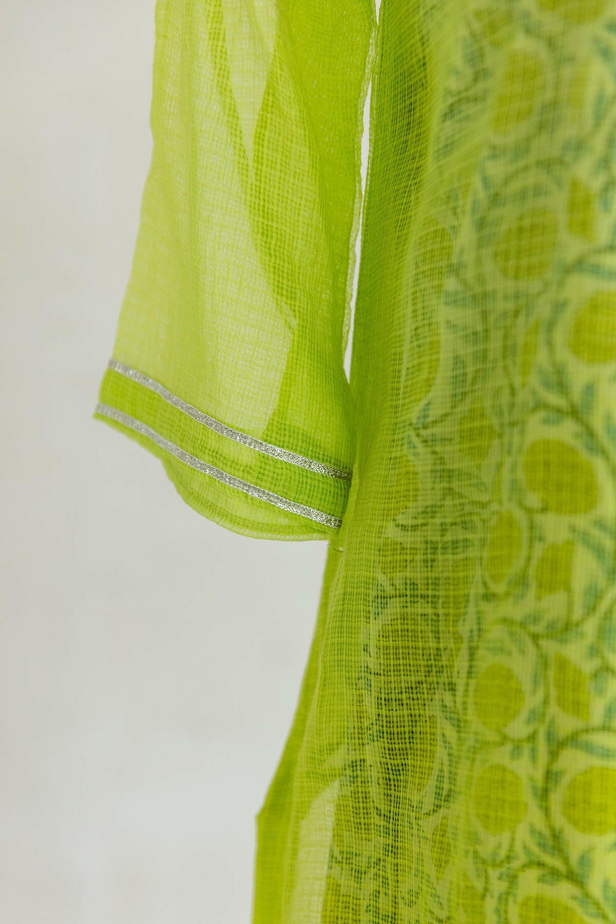 Lime Green Kota Doria Kurta