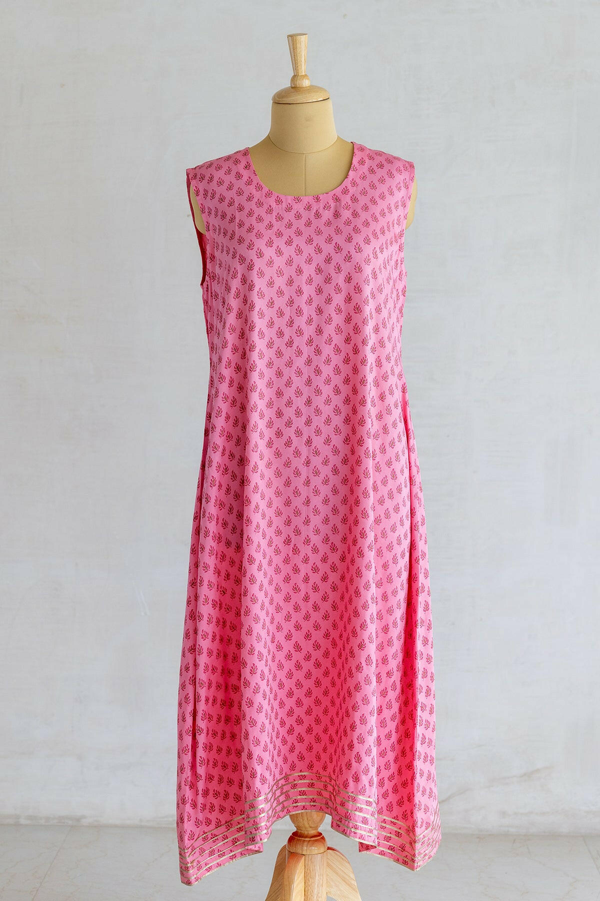 Pink Peach Shaded Kota Silk Kurta