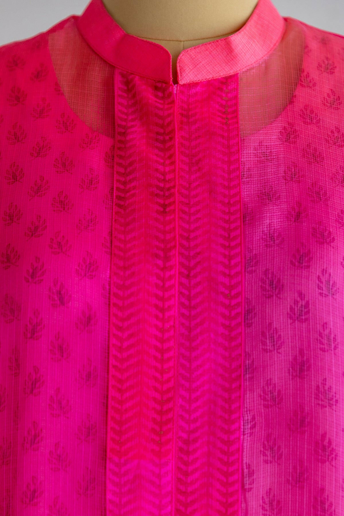 Pink Peach Shaded Kota Silk Kurta
