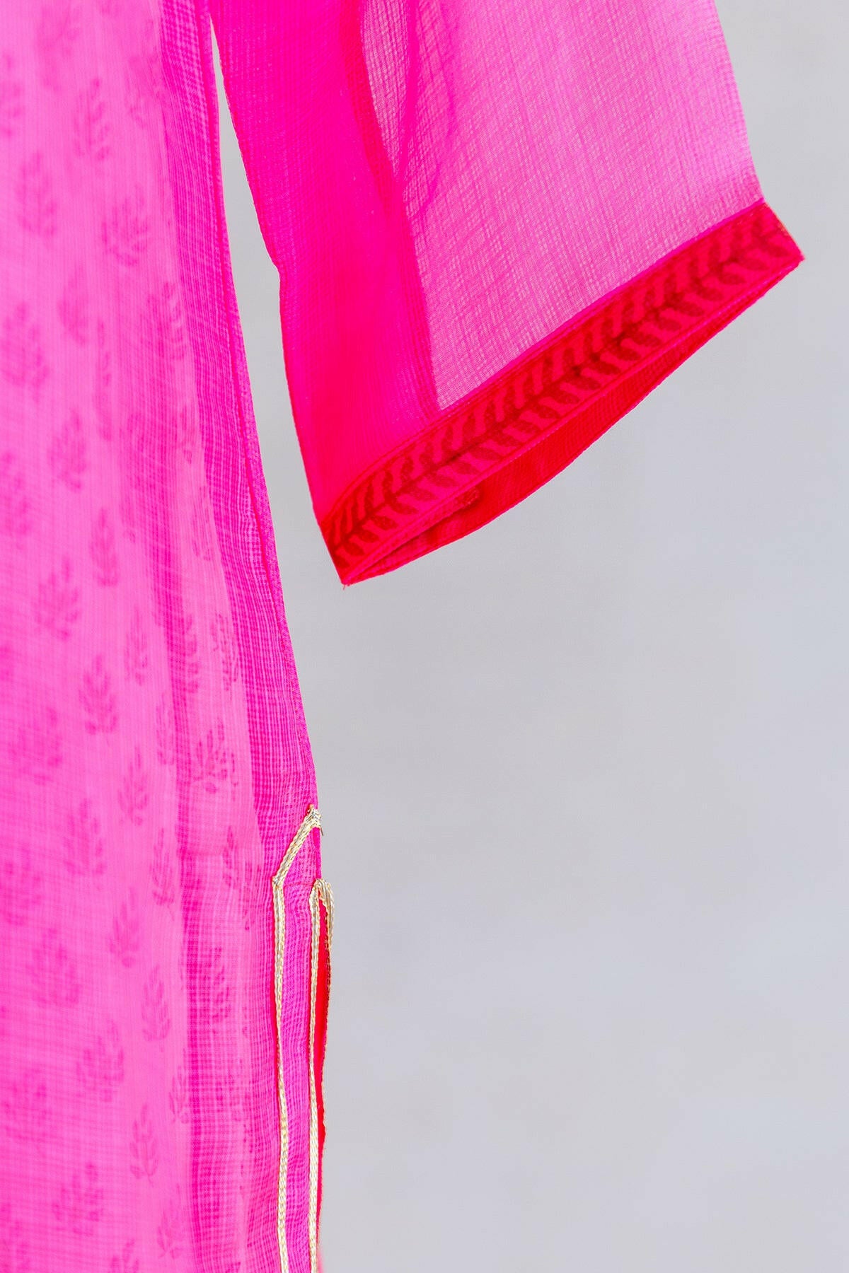 Pink Peach Shaded Kota Silk Kurta