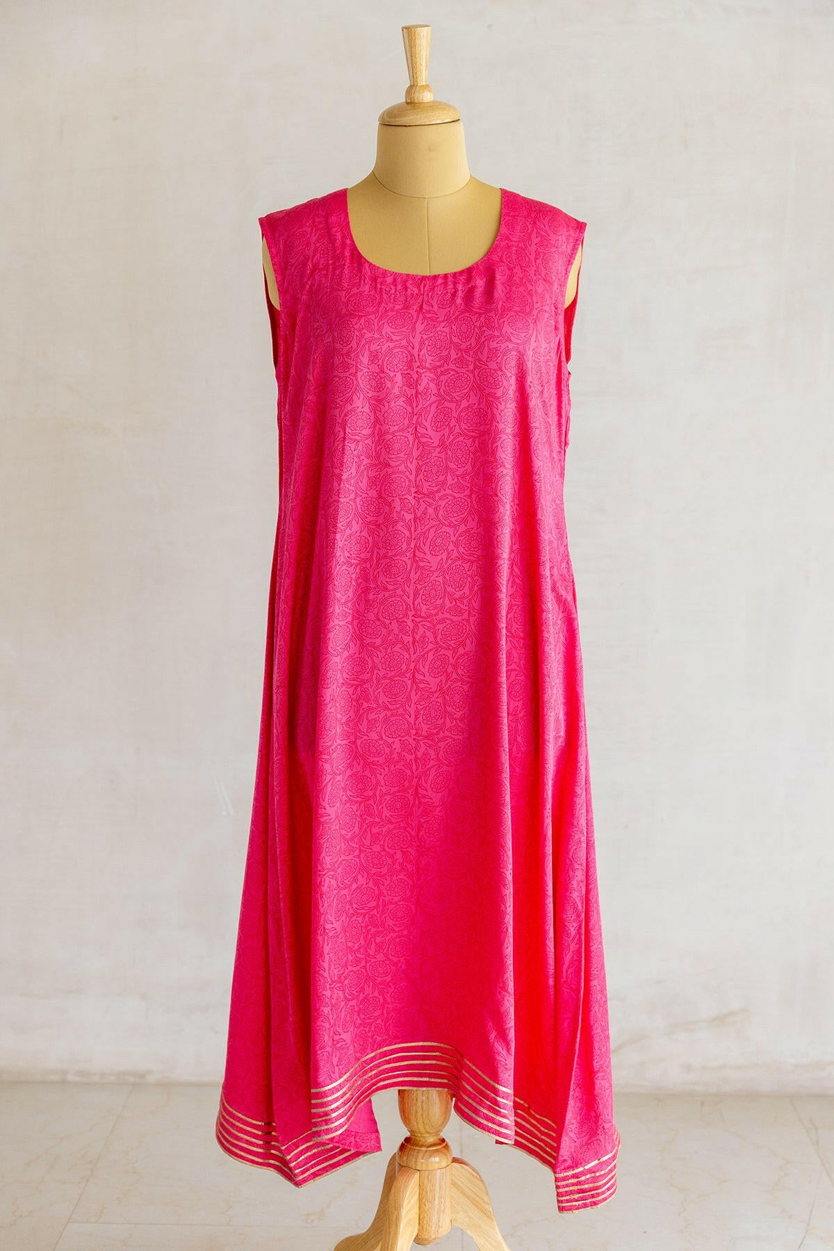 Peach Echo Kota Silk Kurta