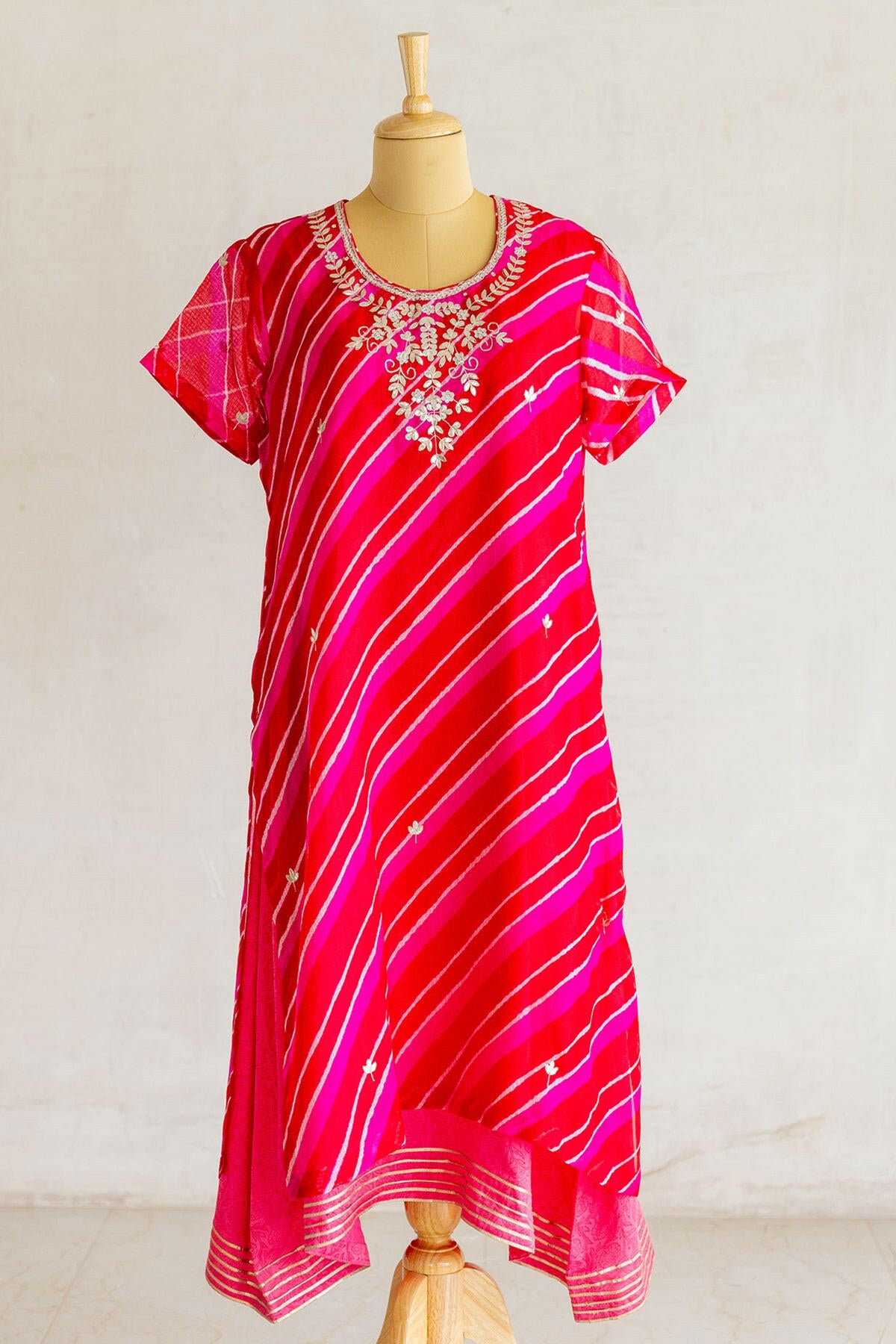 Peach Echo Kota Silk Kurta