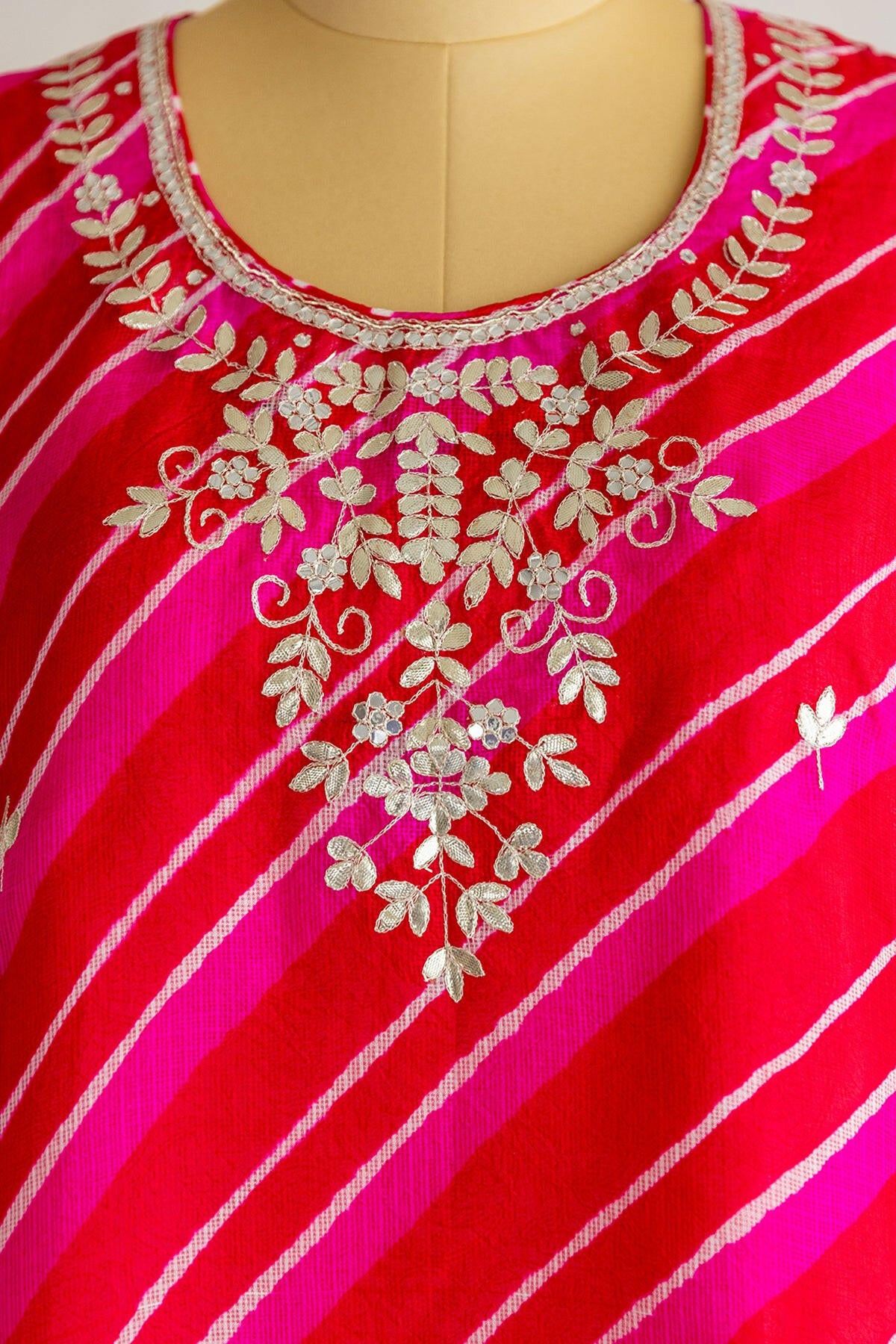 Peach Echo Kota Silk Kurta