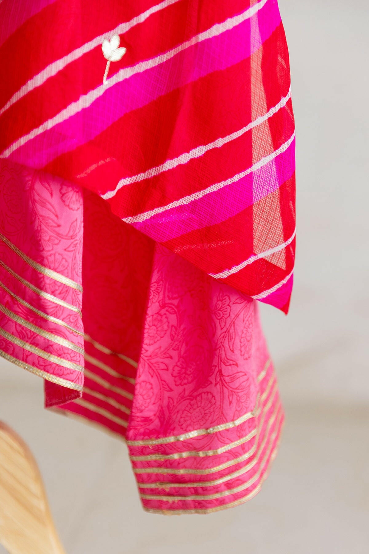 Peach Echo Kota Silk Kurta