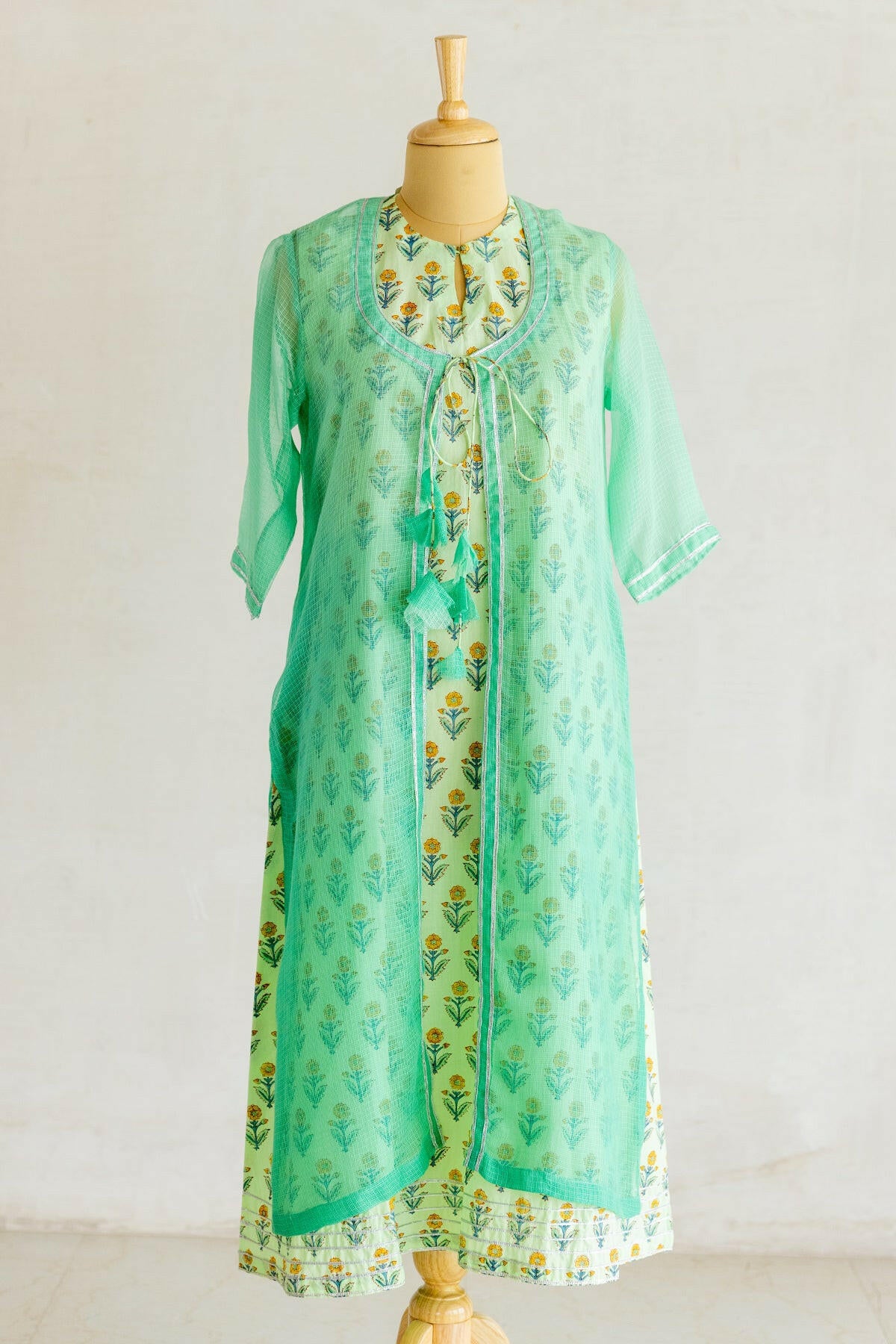 Mint Green Kota Doria Kurta